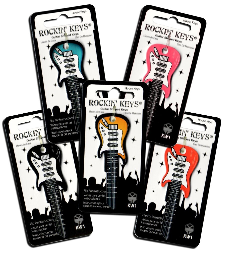 5 Colors Electric Guitar Shaped Rockin Keys #66 KW1 Kwikset House Key Blanks