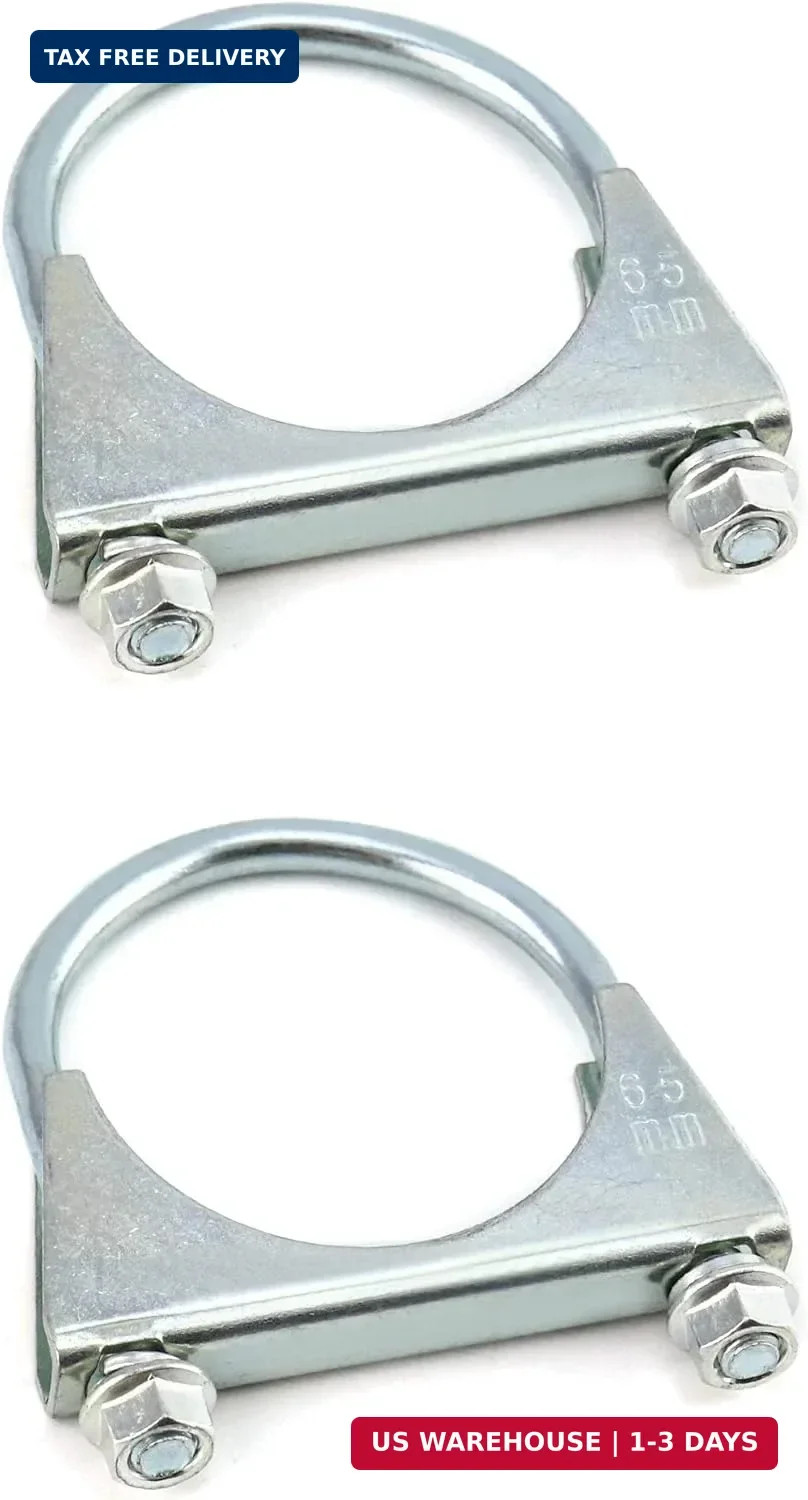 Murtenze 2 Pack 3″ UBolt Muffler Exhaust Clamps, Stainless Steel Silencer Exh…