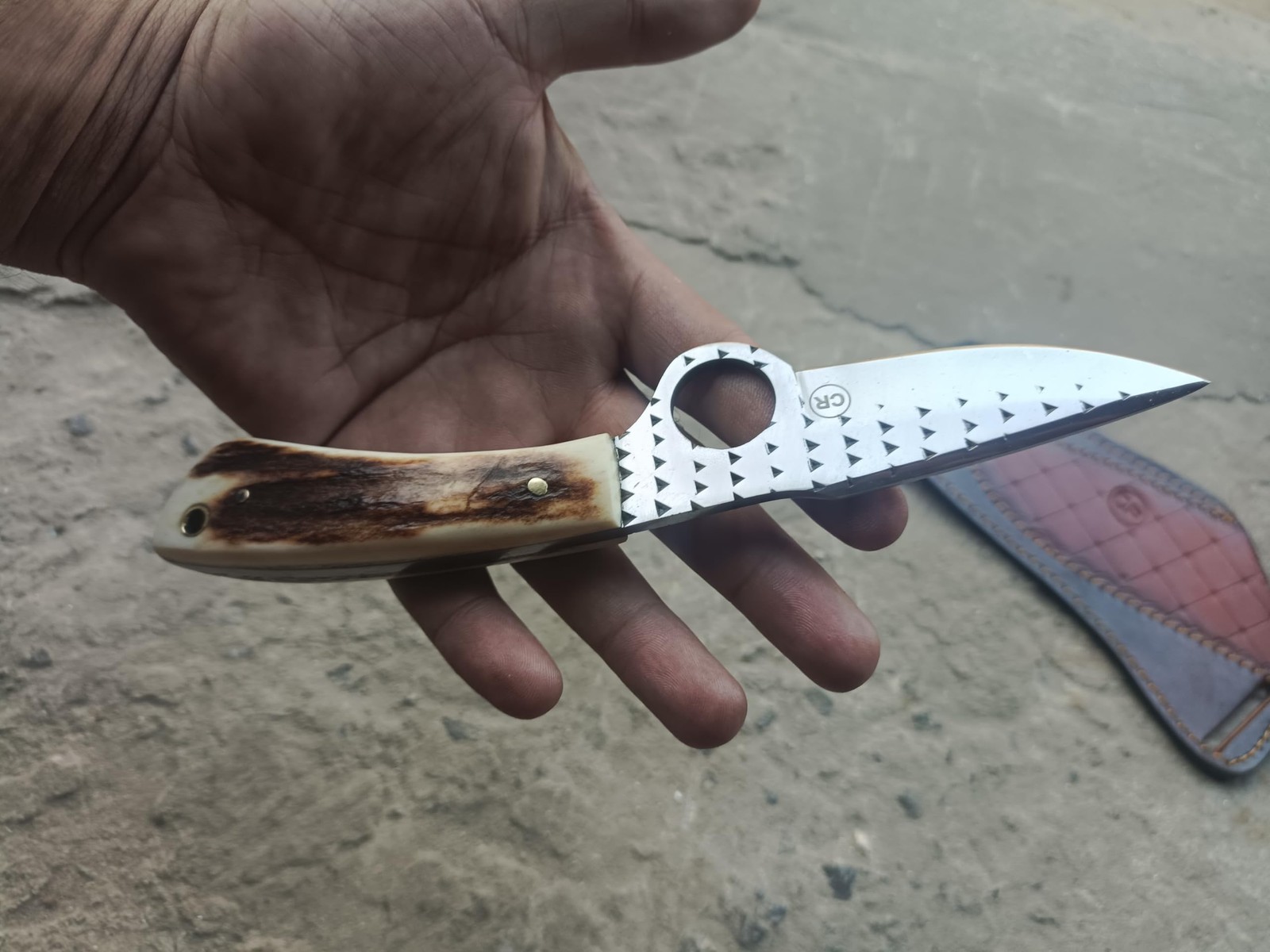 7″ Handmade Fixed Blade Cowboy Bull cutter knife with Leather Sheath, Farrier…