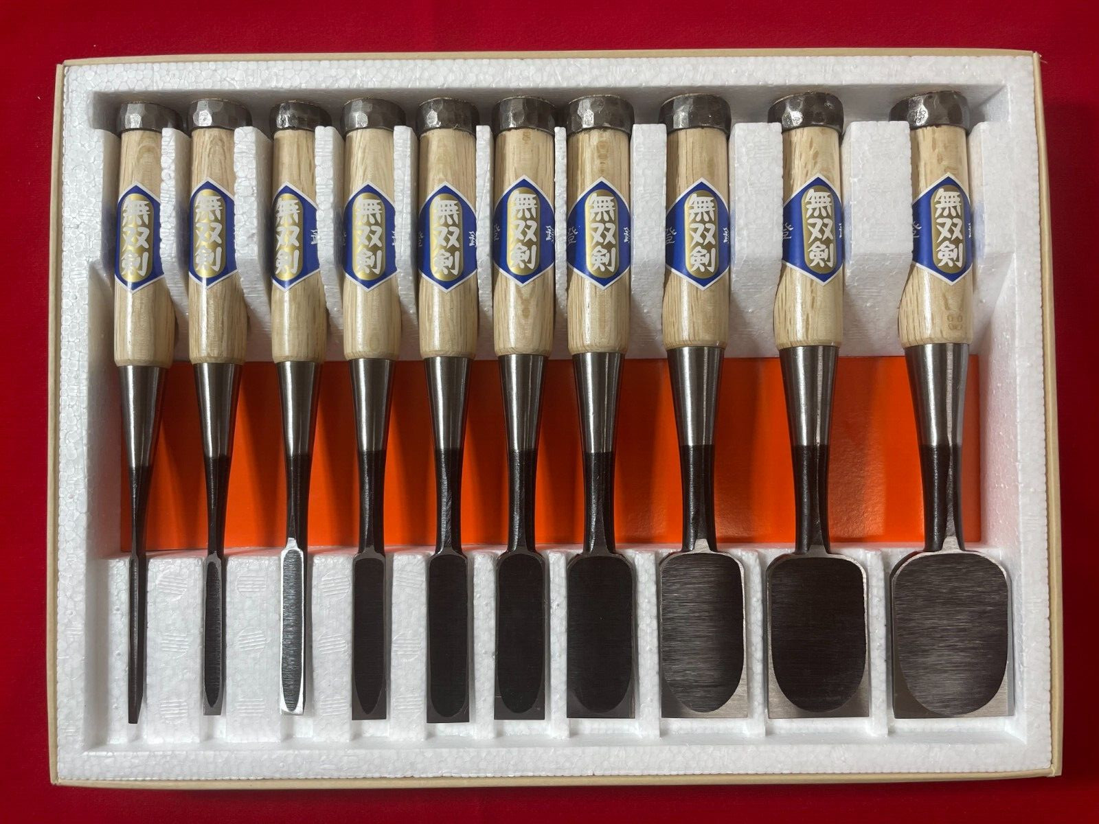 Japanese chisel Oire nomi bench chisel Musou-ken Set of 10 White Steel #2