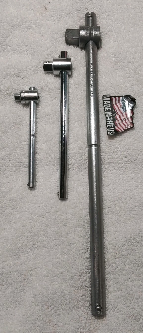 3pc CRAFTSMAN/ CAT/ STANLEY 1/4″-3/8″-1/2″ DRIVE SLIDING T BAR BREAKER BAR SET “
