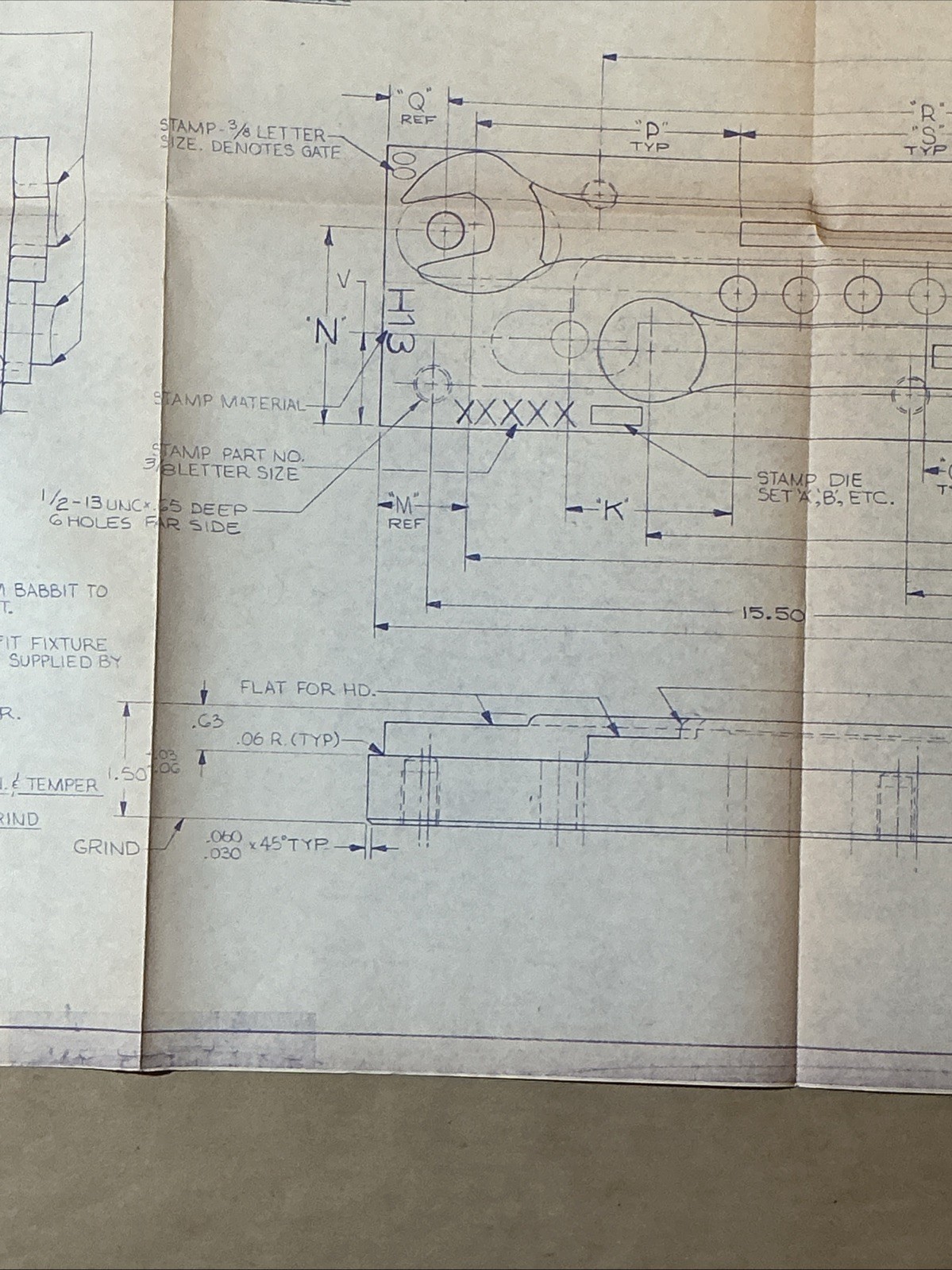 Vintage 1985 Copy Of Blueprint For Wrench Easco Hand Tools Inc. As Is INV-P1097
