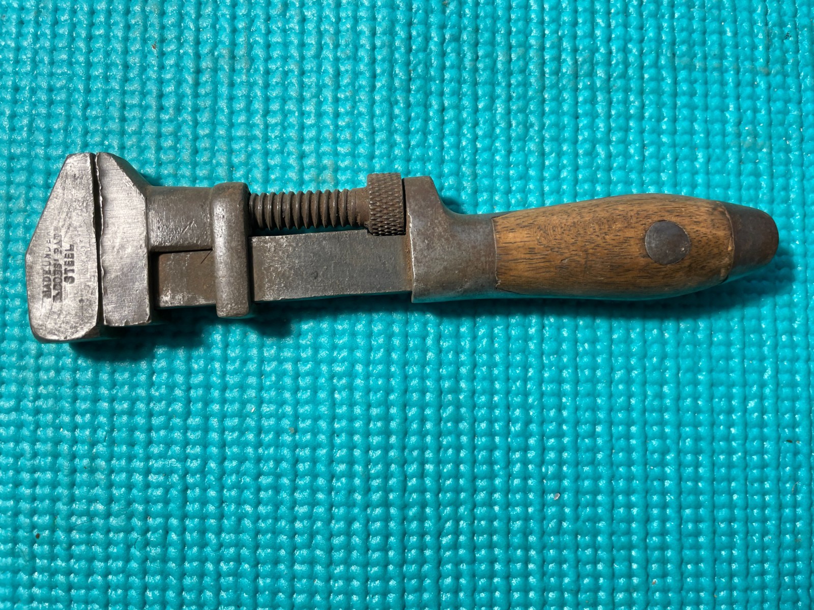 Vintage 6-1/2″ Coes Wrench Co. Wood Handle Adjustable Monkey Wrench