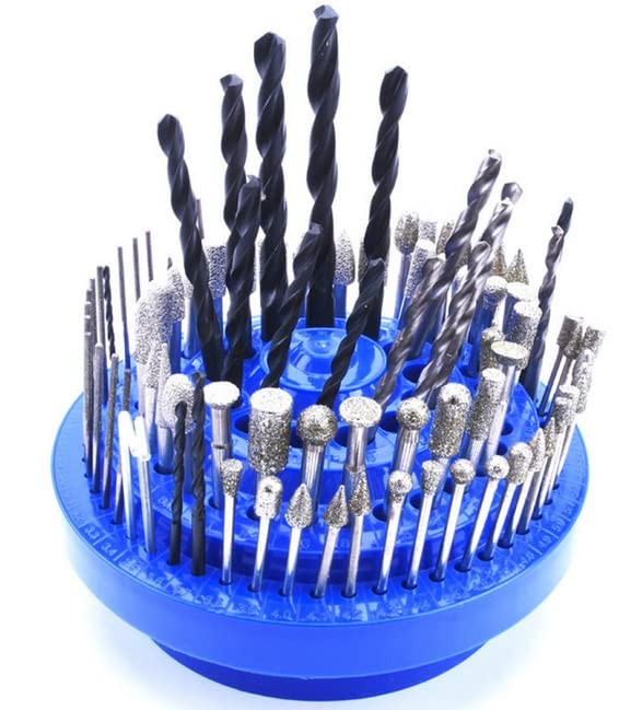 Driak Blue Hard Plastic Round Shape Organizer Case for Drill Bits