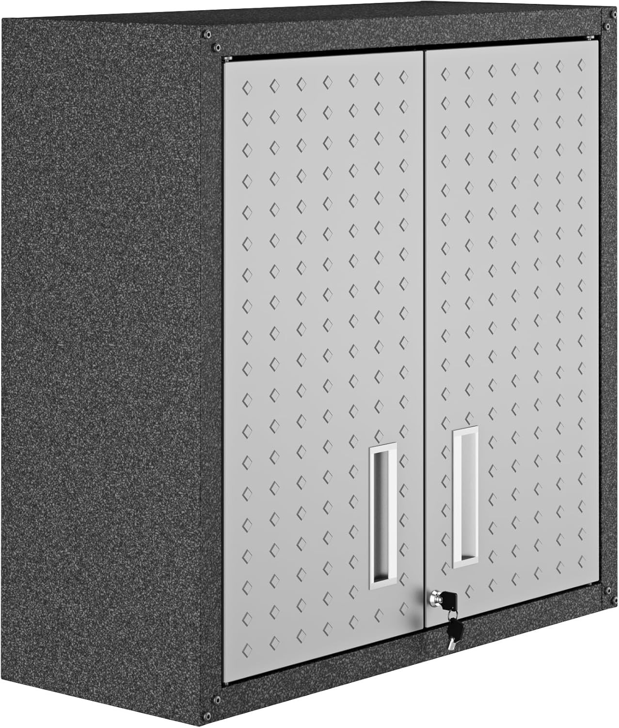 Fortress Floating Garage Storage Cabinet with Adjustable Shelves and Lock, Reces