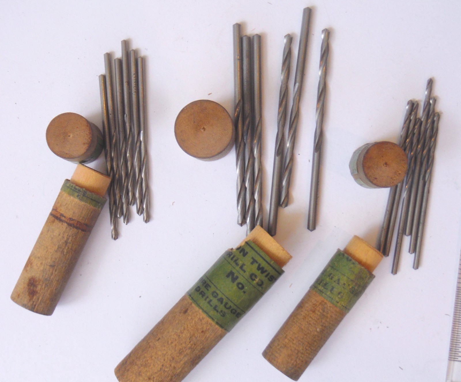 Vintage Lot of 3 Wood Box of Union Twist Drill Bits 18 total P8185