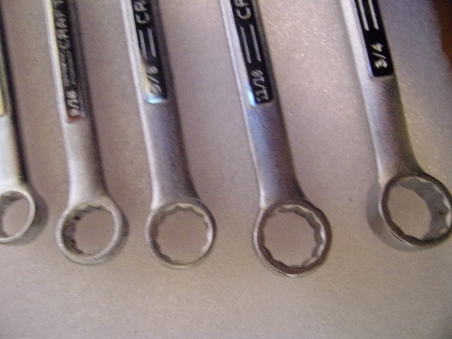 VINTAGE CRAFTSMAN WRENCHES WITH CASE =V= 1/2 9/16 5/8 11/16 3/4 MISSING THE 7/16