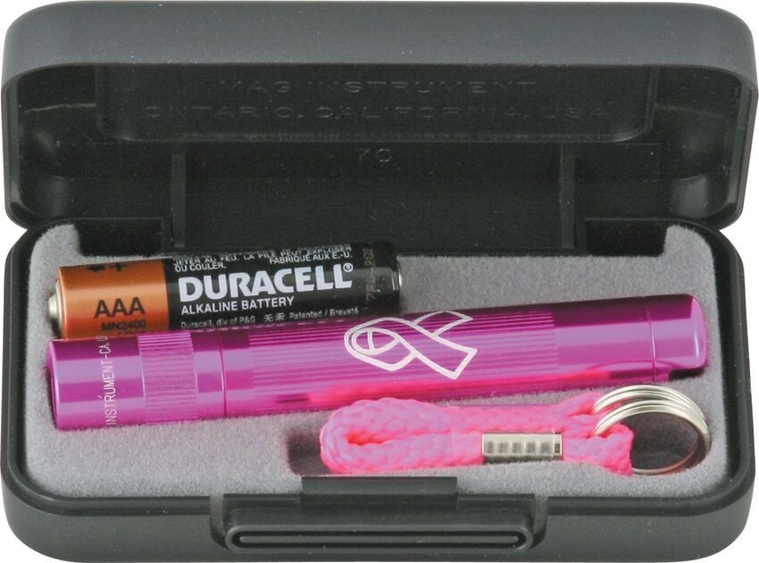 Mag lite Flashlight Pink Mini Solitaire with key loop in gift case Free S&H USA
