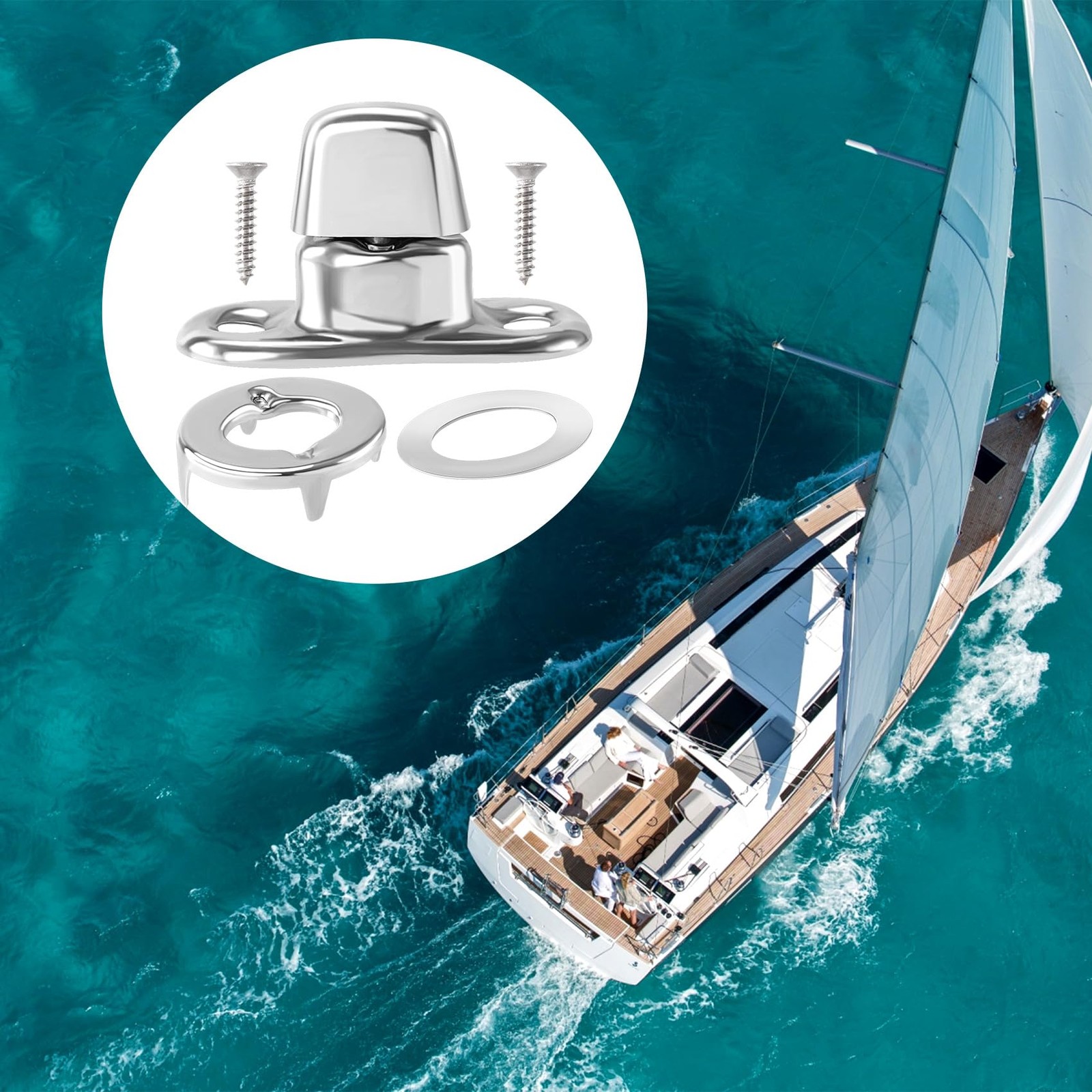 Mxxipp 15 Set Marine Grade 1.2In X 0.49In (Screw: 0.2In X 0.62In), Silver