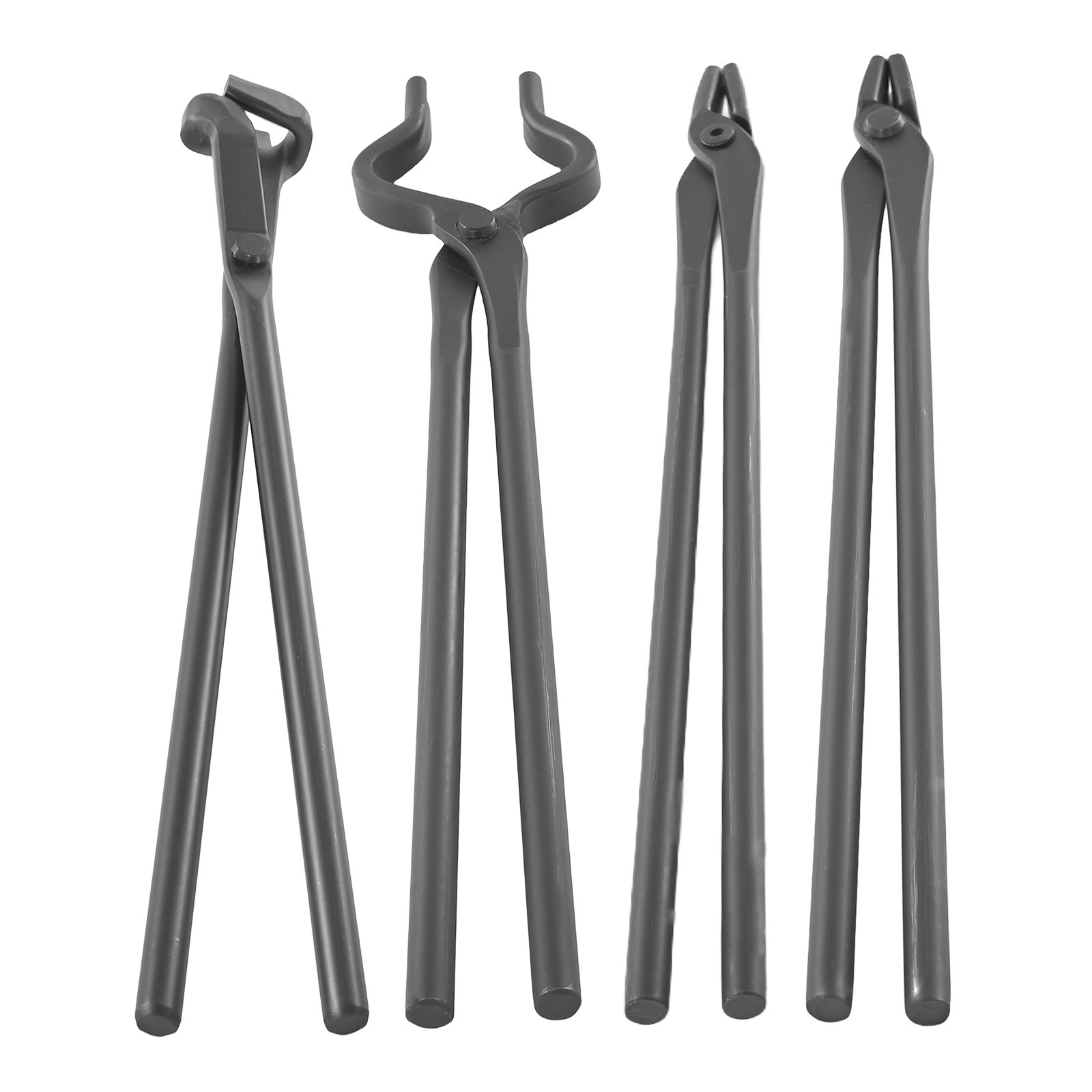 Blacksmith Tongs 4pcs Set Carbon Steel Flat V Bit Blade Wolf Jaw Forging Kit