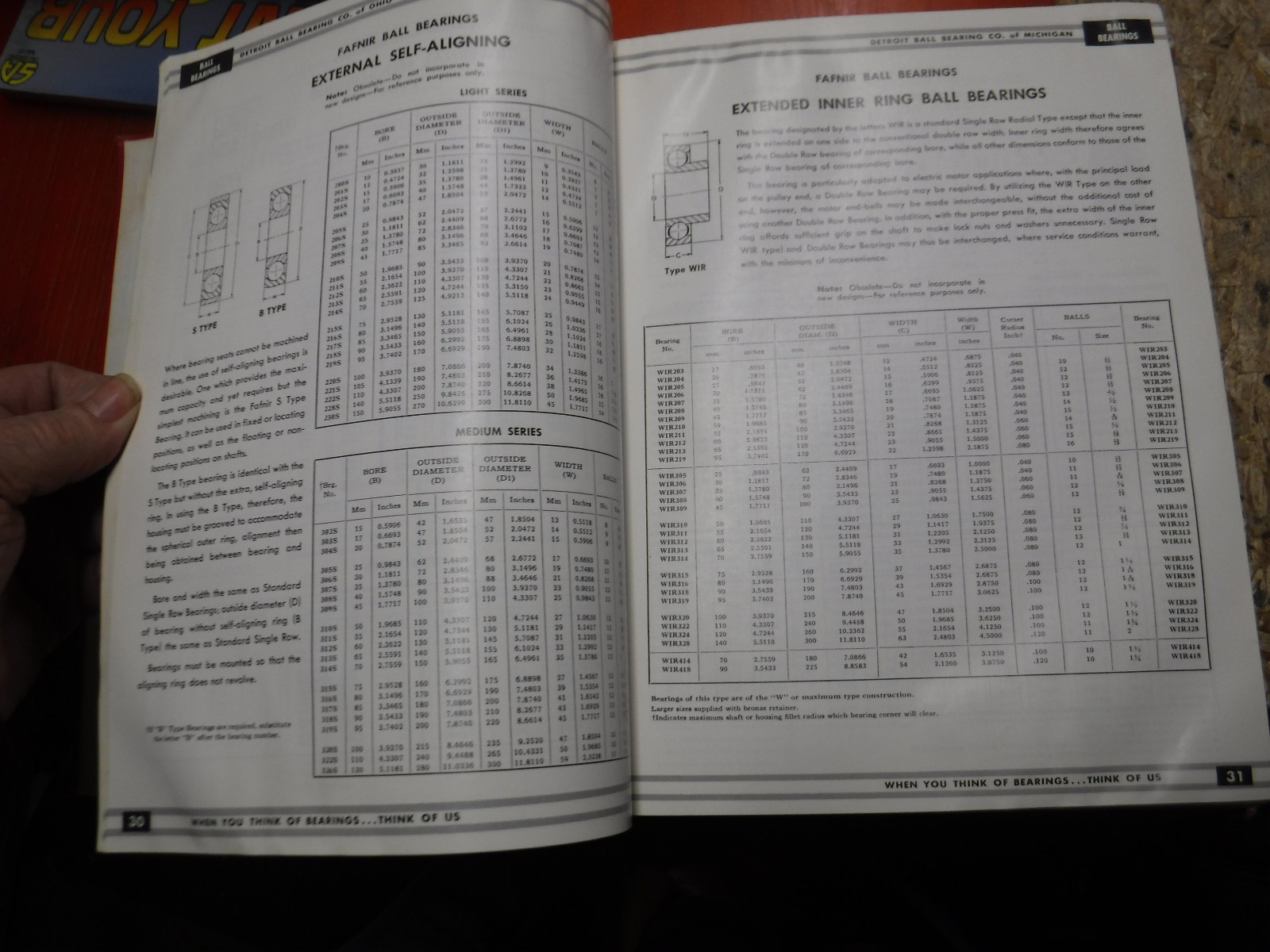 VINTAGE DETROIT BALL BEARING CO. OF MICHIGAN & OHIO DIRECTORY N0.61 1960 CATALOG