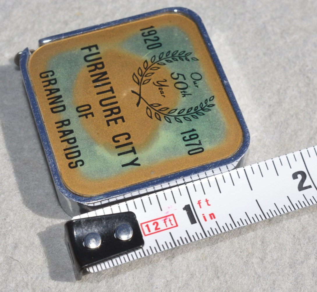 Vtg 1970 Barlow tape measure 50th Year FURNITURE CITY of GRAND RAPIDS MINTY $13