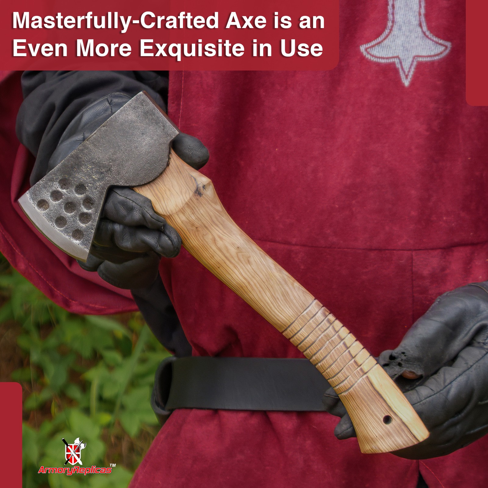 Undefined Wooden Hunting Camping Fishing Outdoor Hatchet Axe Iron Steel Blade