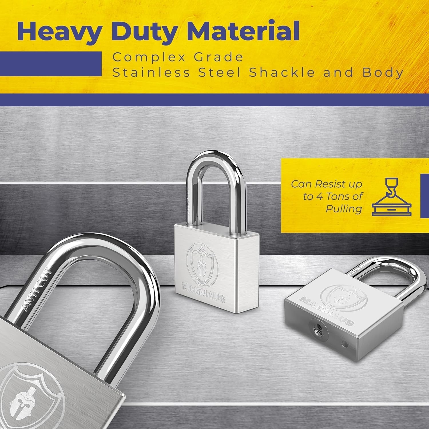 Secure Your Valuables: Heavy-Duty Stainless Steel Padlock with Anti-Cut Shackle