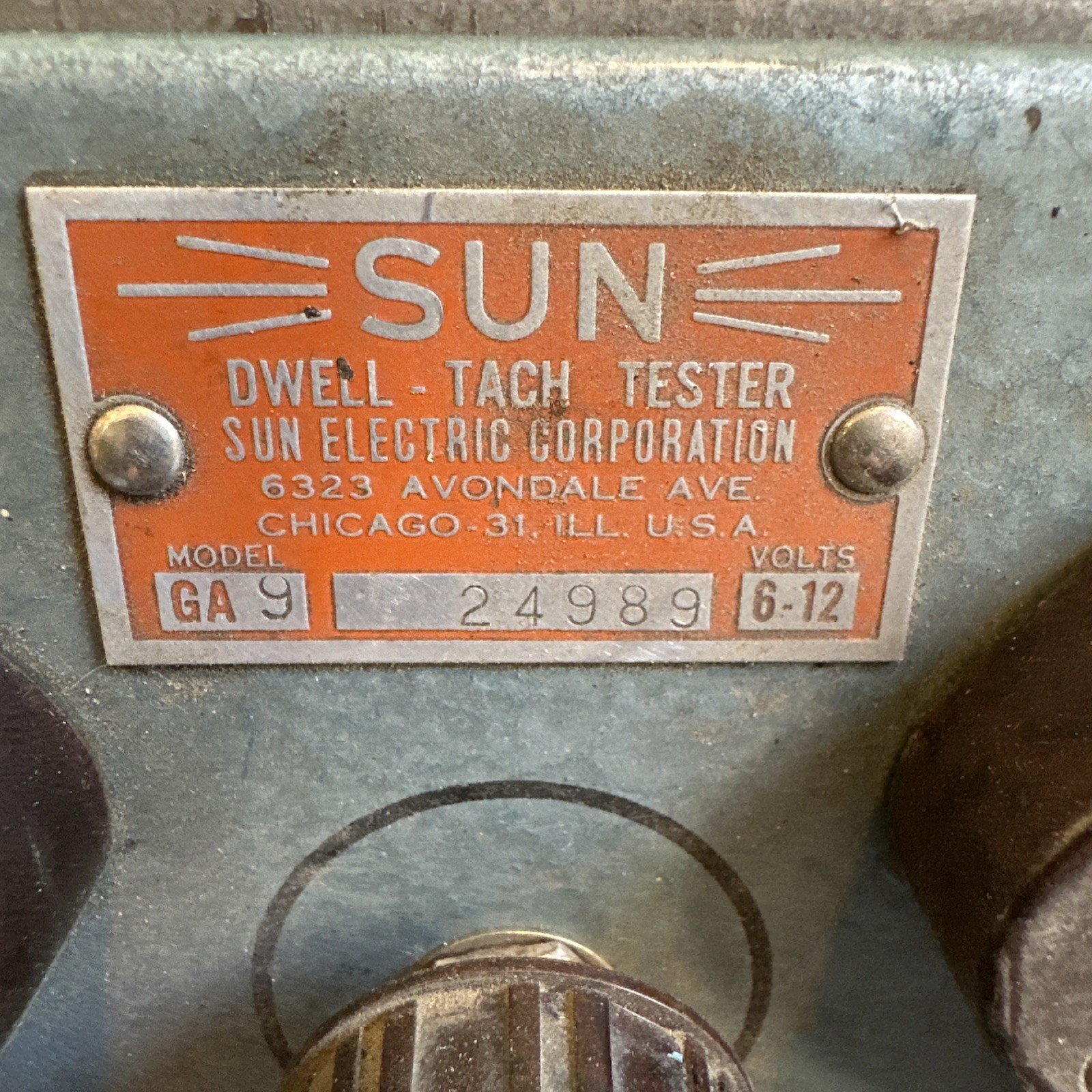 VINTAGE 1950’s SUN DWELL -TACH TESTER 6/12 VOLT Model 4AR600-3