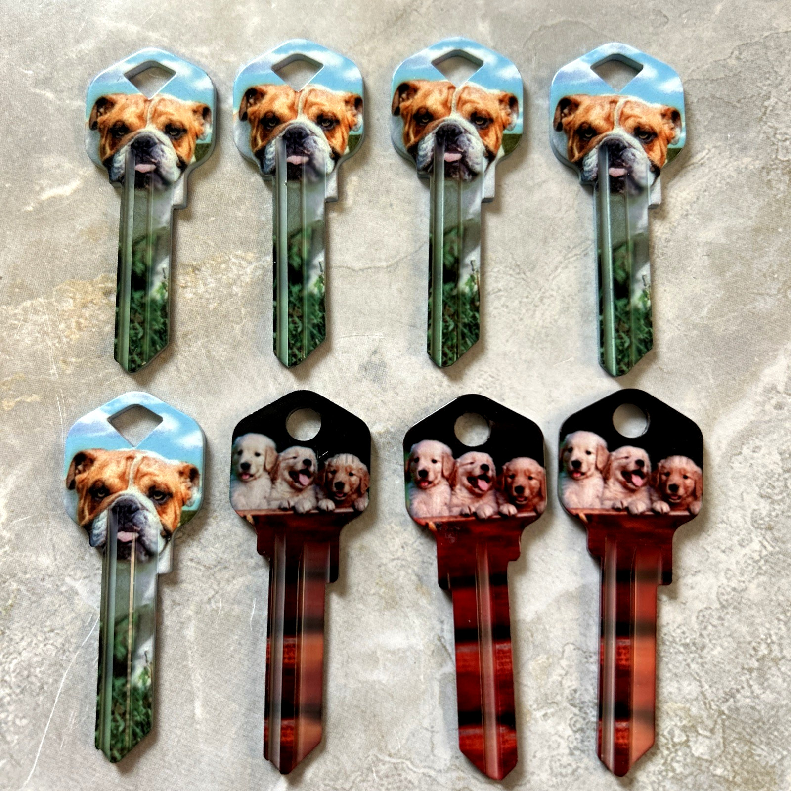 *8 Pcs* KW11 (6 Pin Kwikset) BULLDOG AND PUPPY House Key Blanks