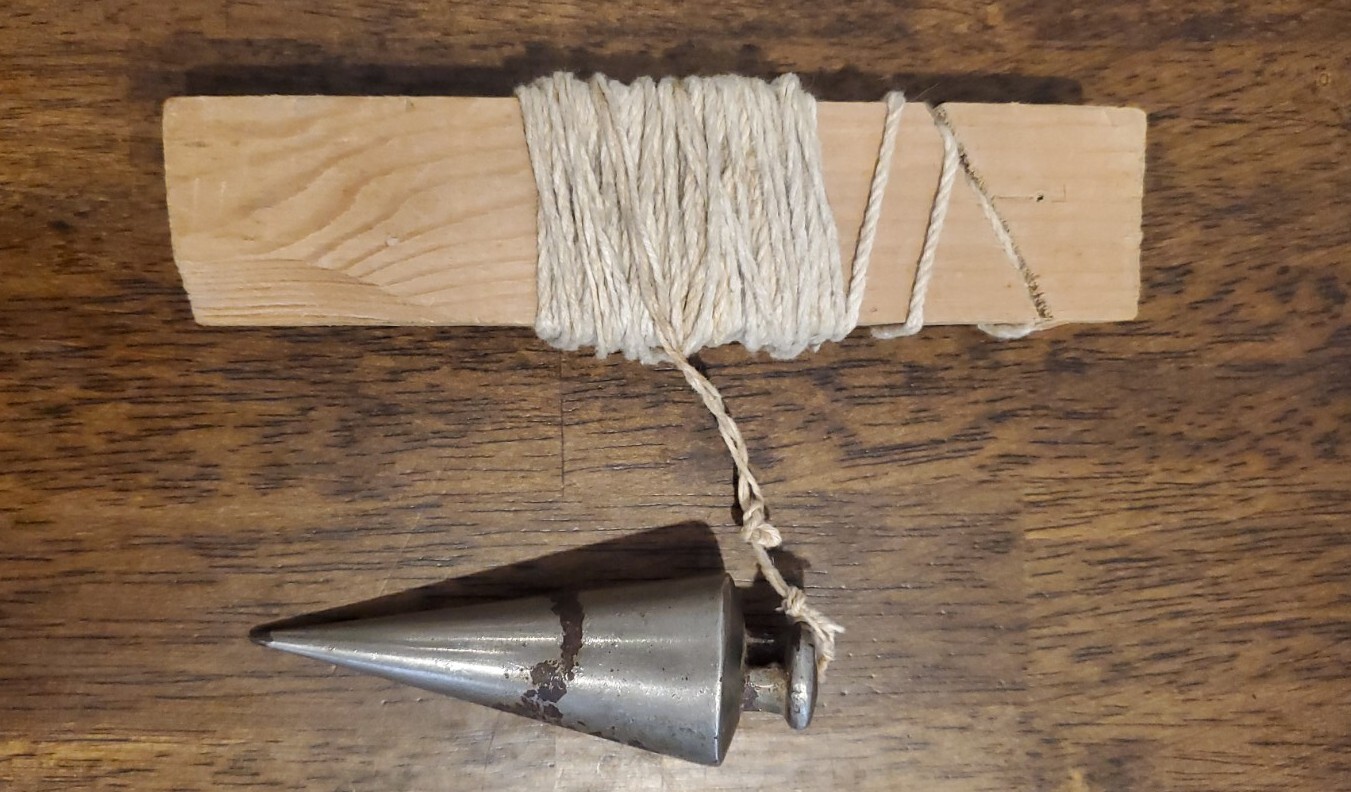 Vintage Plumb Bob With String Woodworking Carpenter Tool Metal Chrome Plated