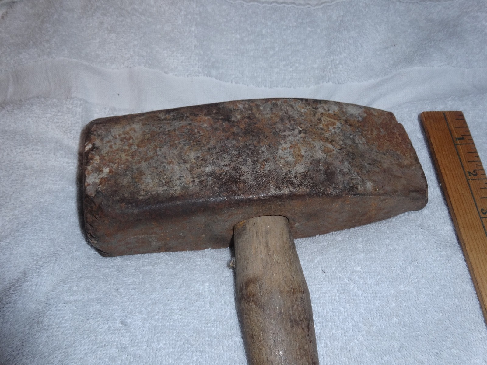 ANTIQUE ORIGINAL PLUMB 37″ WOOD METAL BLACKSMITH SLEDGE HAMMER TOOL MALLET 15 LB