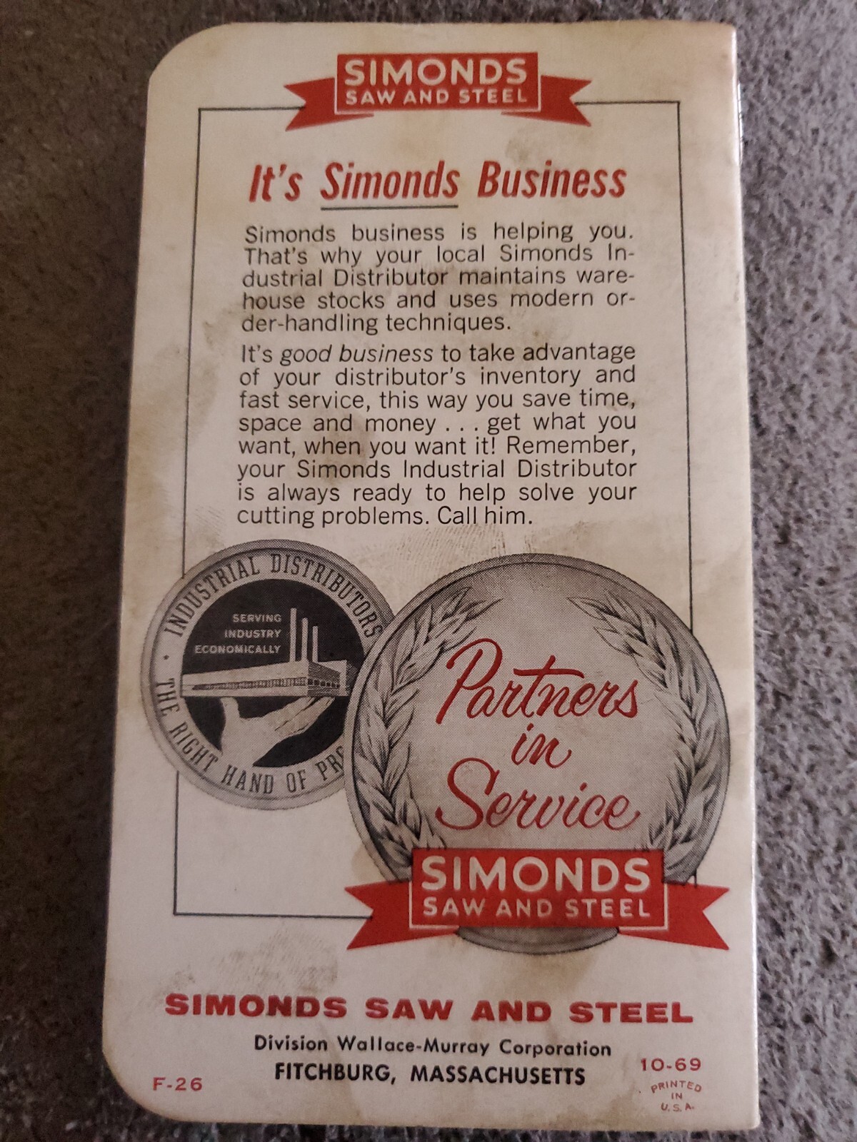 Vintage Simonds SAW and Steel note pad A31