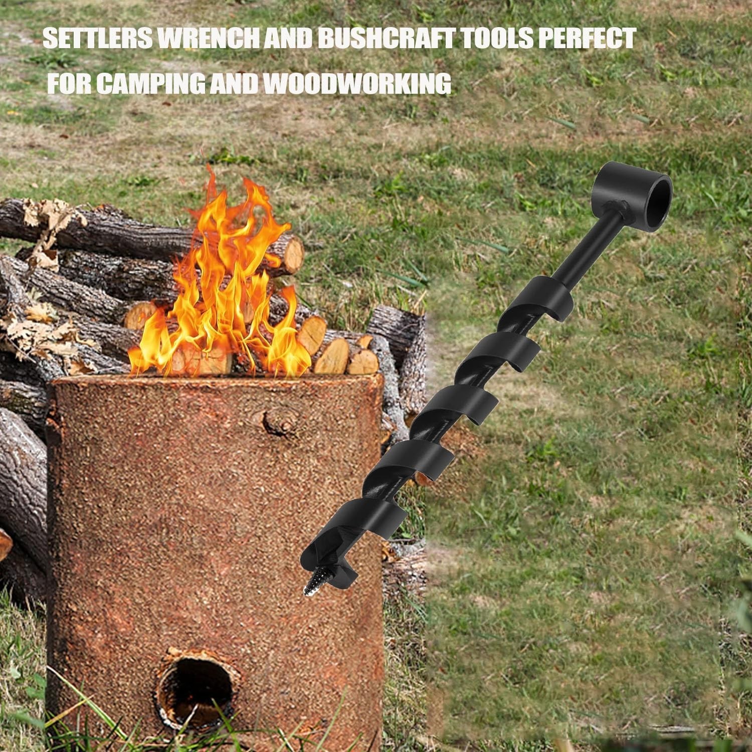 4 Pcs Hand Auger Wood Drill,Bushcraft Hand Auger Wrench