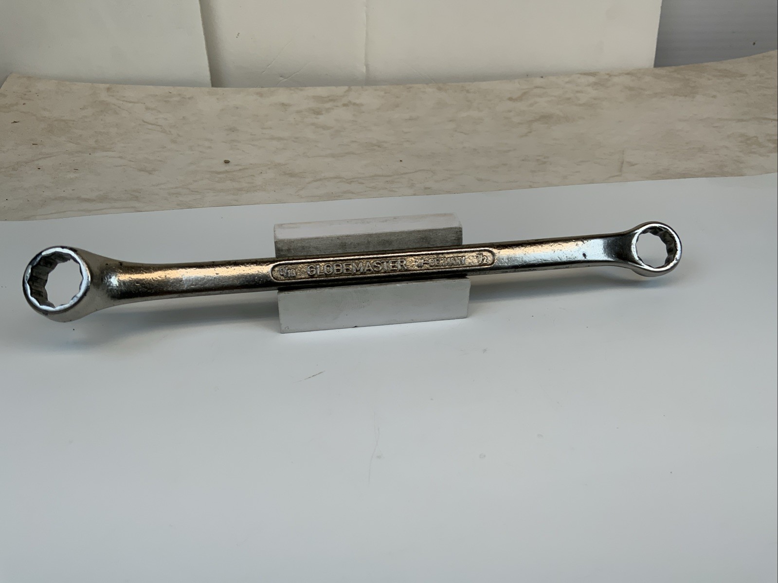 GLOBEMASTER 1/2in. X 9/16in. 12pt SAE Slight Offset Box End Wrench, W. Germany
