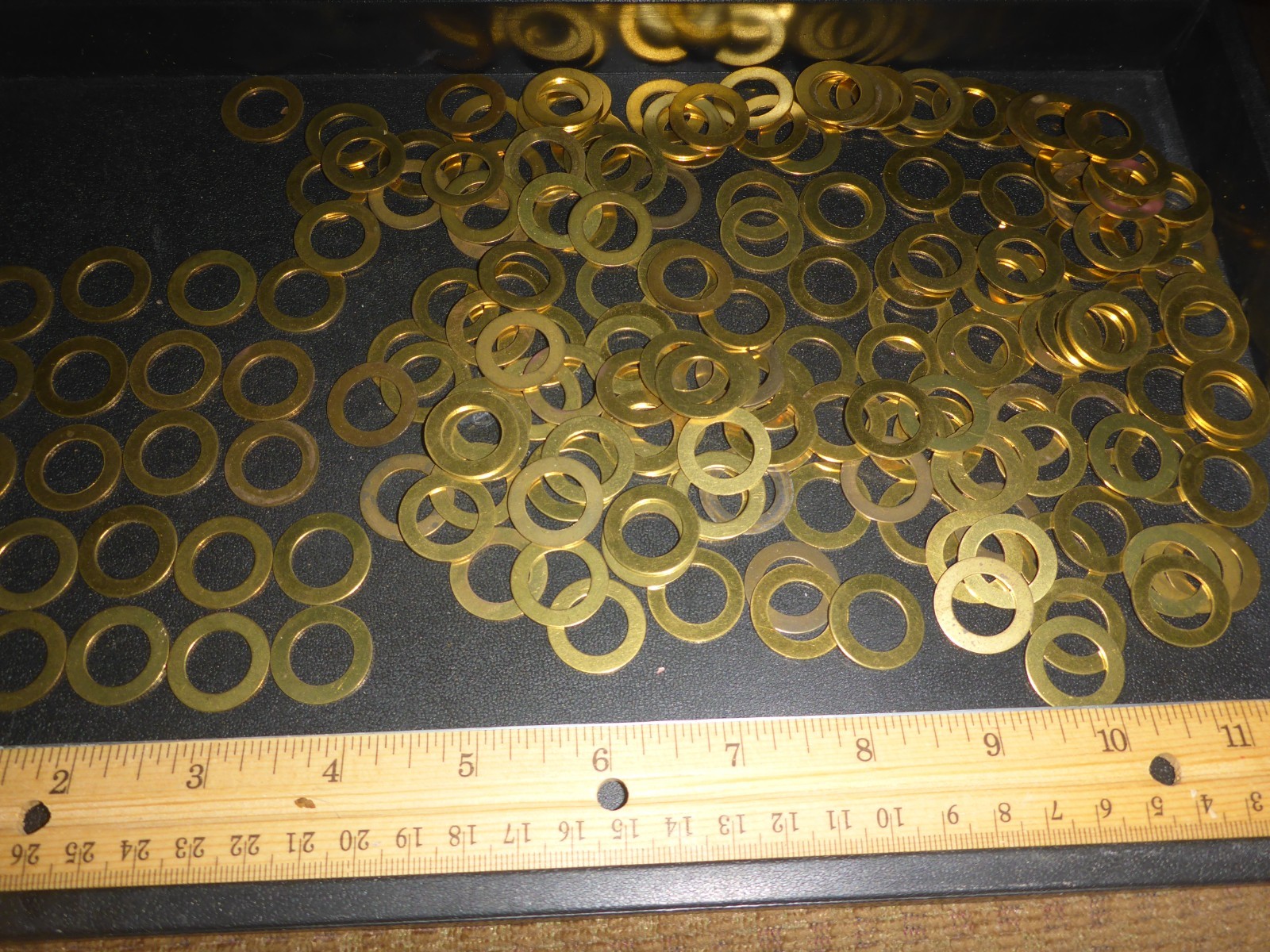 190 New Old Stock Solid Brass Flat Washers Friction Rings 13/16″ OD & 1/2″ ID