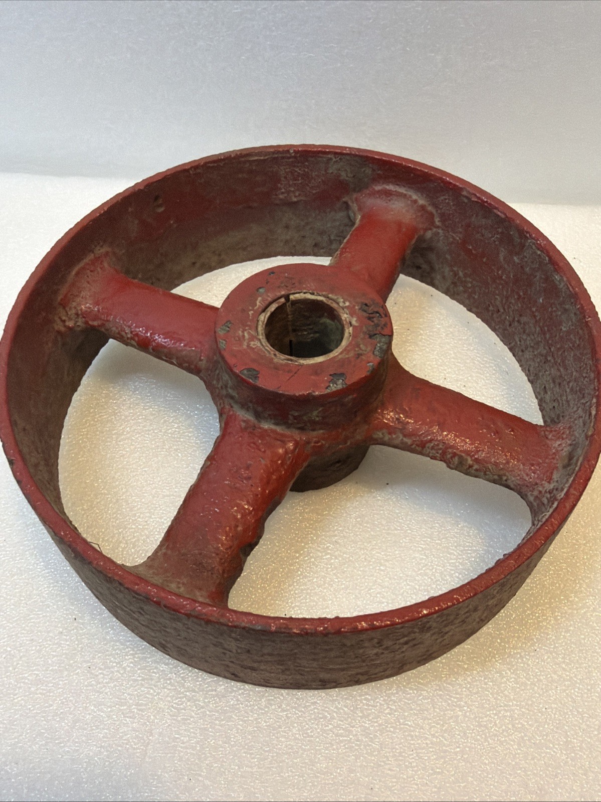 Cast Iron Steampunk Industrial Flat Belt Pulley Wheel 6″ Tall 1 7/8″ Wide B20 A