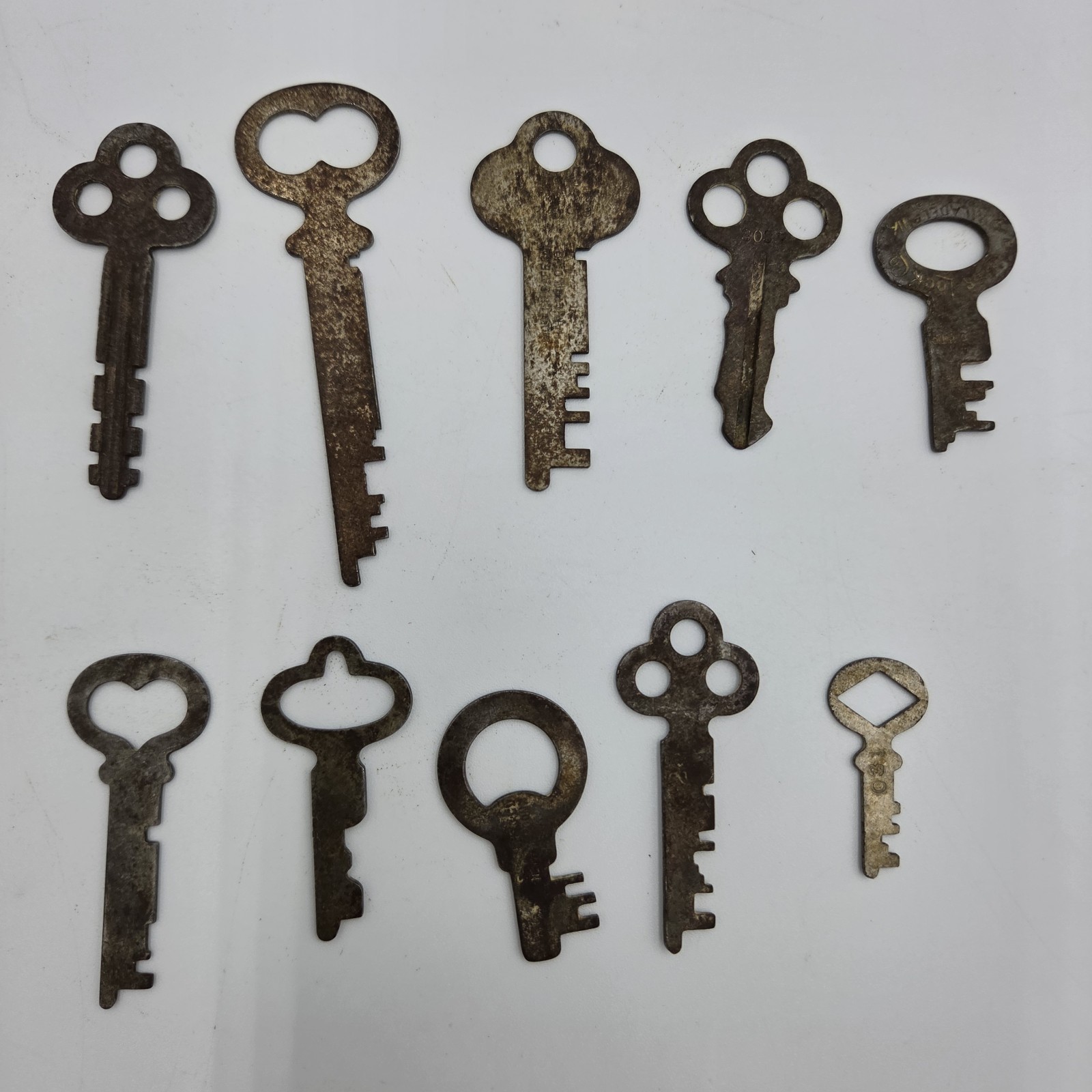 Vrg Flat Steel Key Lot 10 Old Cabinet Furniture Trunk Lock Keys Mixed Styles