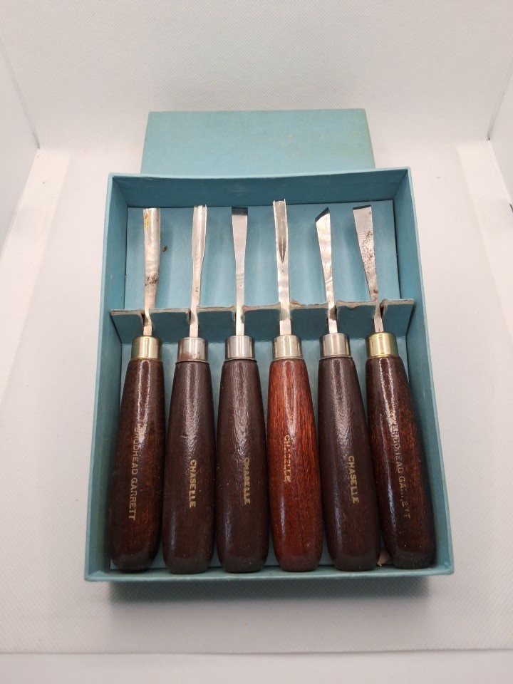 Wood Carving Chisel Set Of 6 (Broadhead Garrett, Chaselle) Vintage