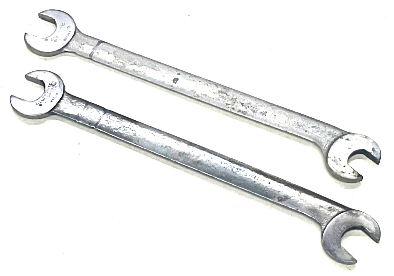 VINTAGE BLUE POINTS TOOLS OPEN END THIN TAPPET WRENCHES, T18120 & 1917 USA