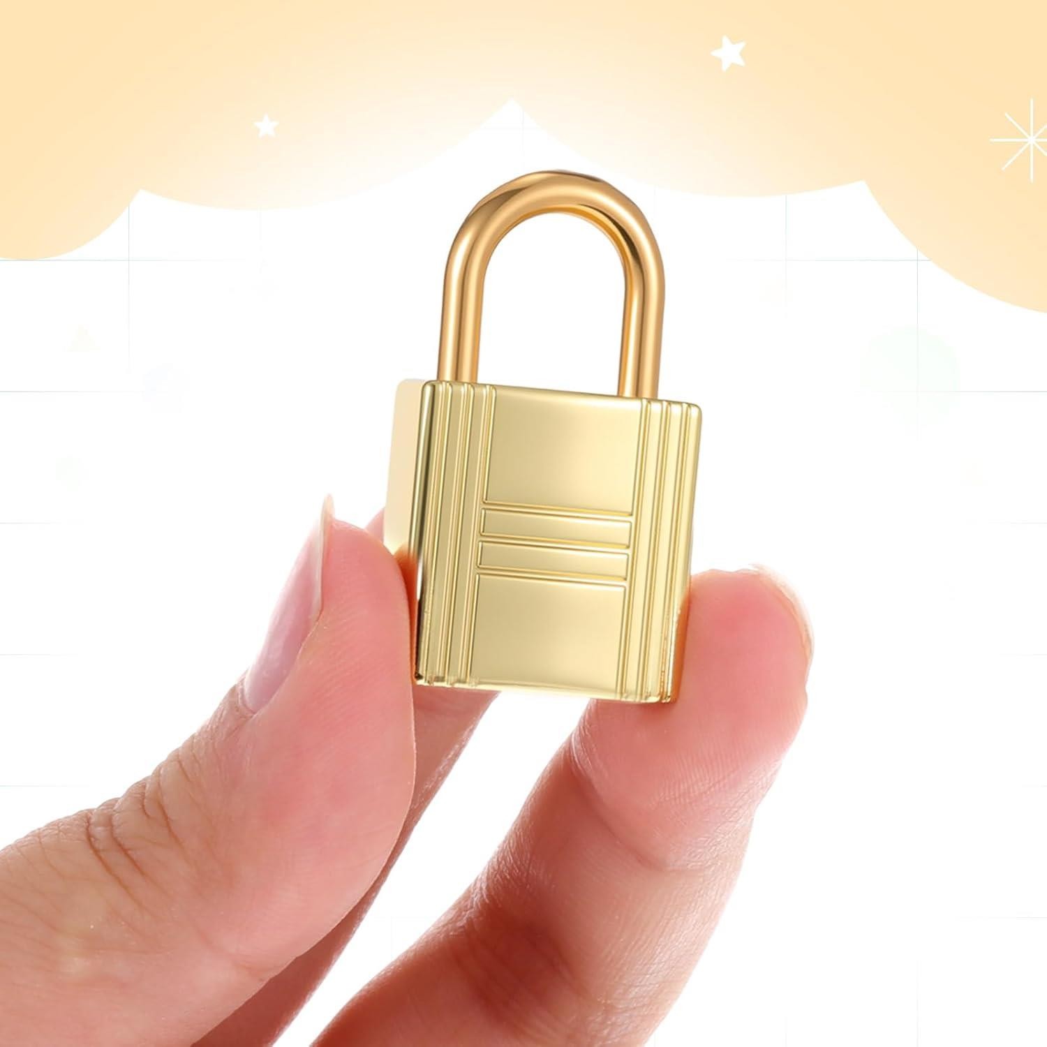 4Pcs Mini Padlocks with Keys Gold Mini Purse Locks Zinc Alloy Padlocks, Tiny