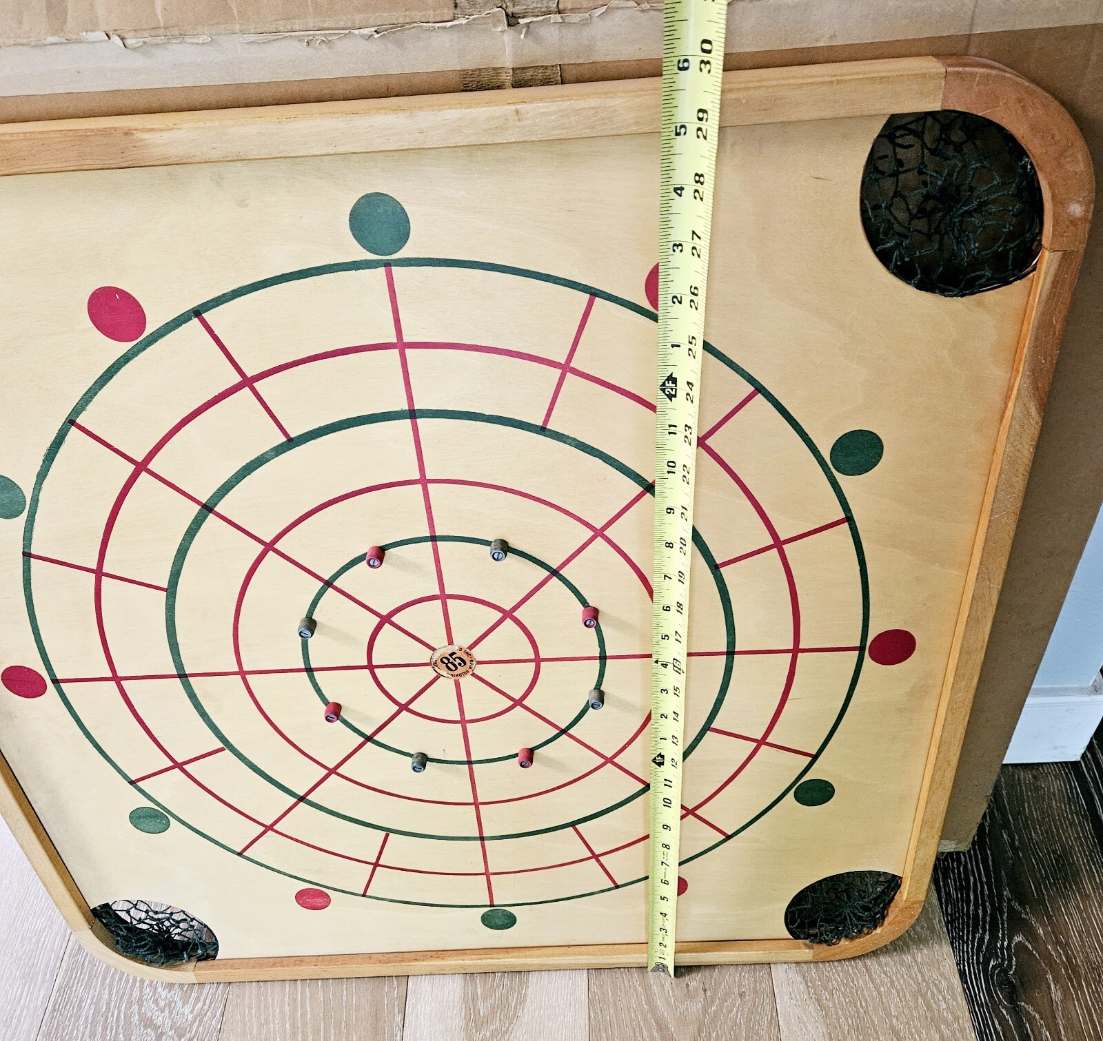 Montgomery Ward Carron Pool Game Board Wood Large 29″ Table Top in Box Vintage