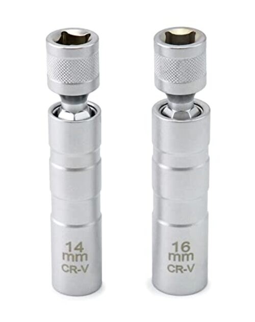 14mm&16mm Magnetic Swivel Spark Plug Socket, Thin Wall Magnetic Rotating 3/8″