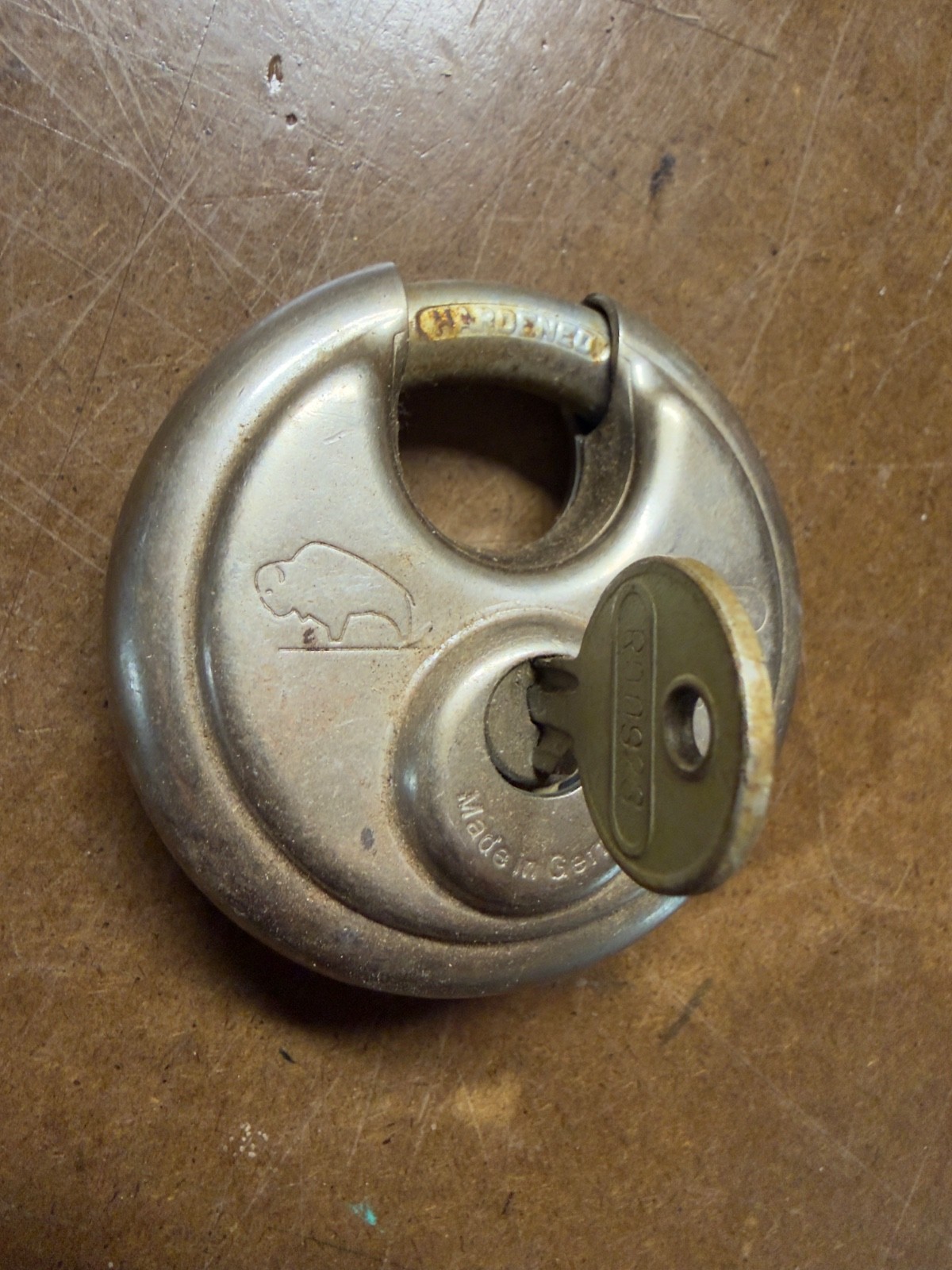 Good Condition Vintage Abus Buffo Circular Padlock Germany 1 Key