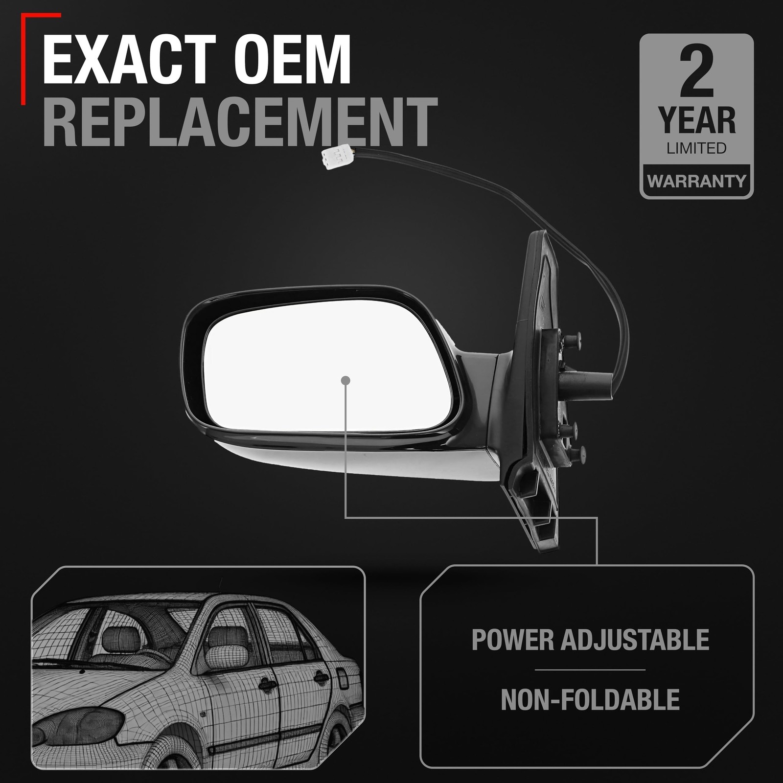 Driver Side Mirror Replacement – Compatible with 2003-2008 Toyota Corolla – P…