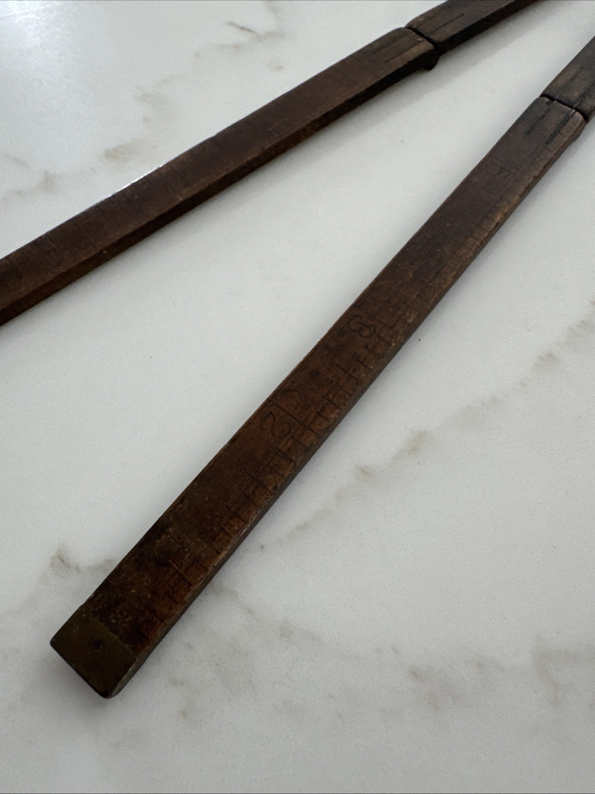VTG Brass & Wood 24″ Inch Fold Out Wooden Ruler