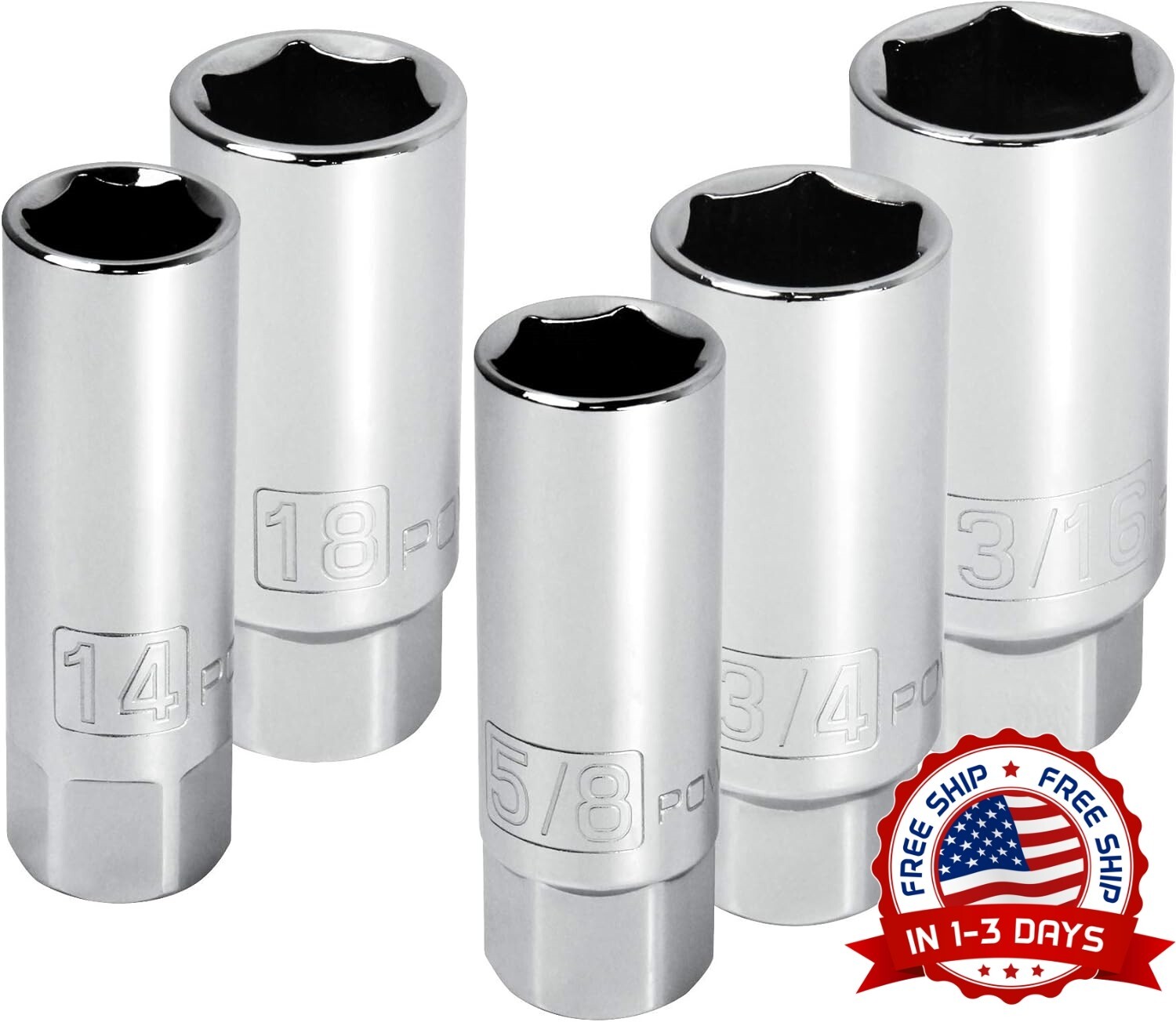 Juego De Dados Para Bujías Con Accionamiento De 3/8 De Pulgada De Acero 5 PCS US
