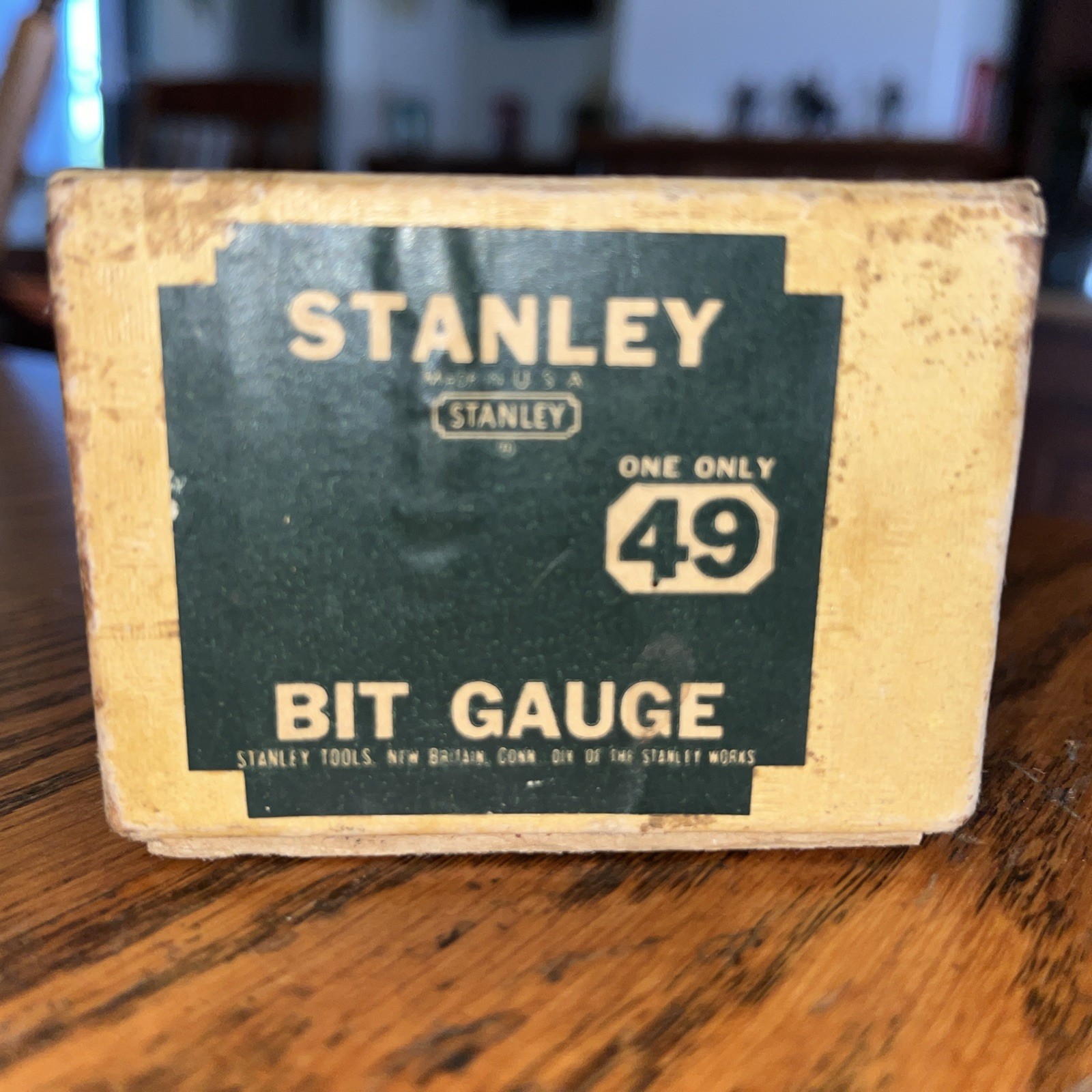 Vintage Old Original Stanley No 49 Bit Gauge Metal Tool W Cardboard Box USA