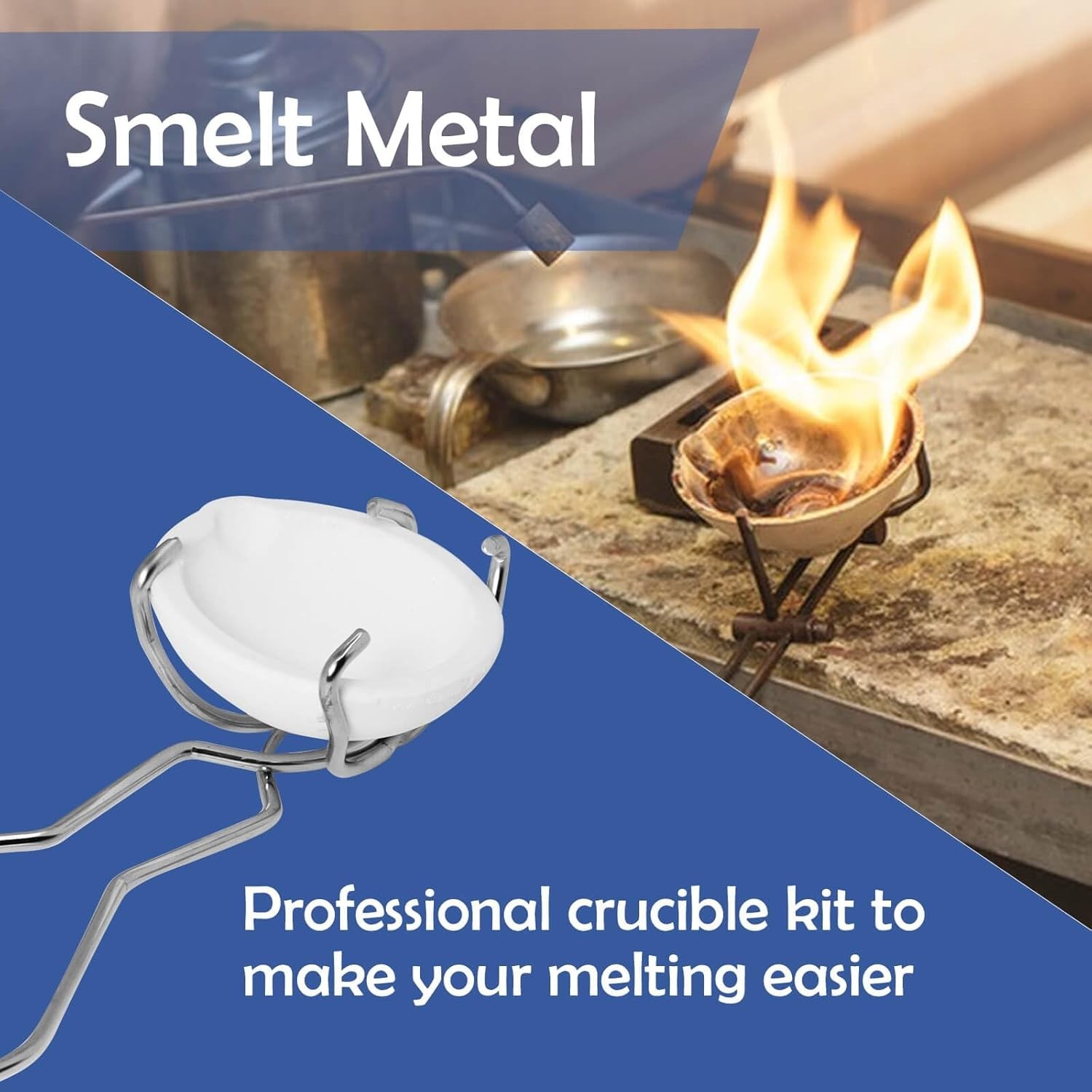 Versatile Melting Metal Kit: 4 Ceramic Crucibles & 2 Enlarged Versions Included