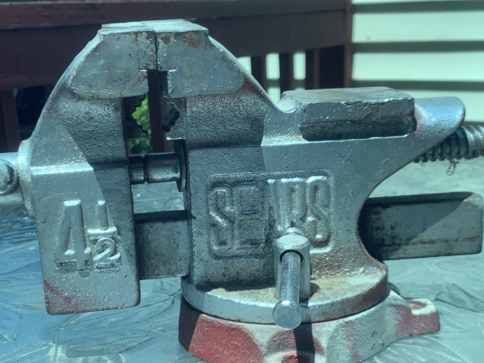 Vintage Sears 4-1/2″ Bench Vise 5178 w Swivel Base and Pipe Jaws Free Shipping