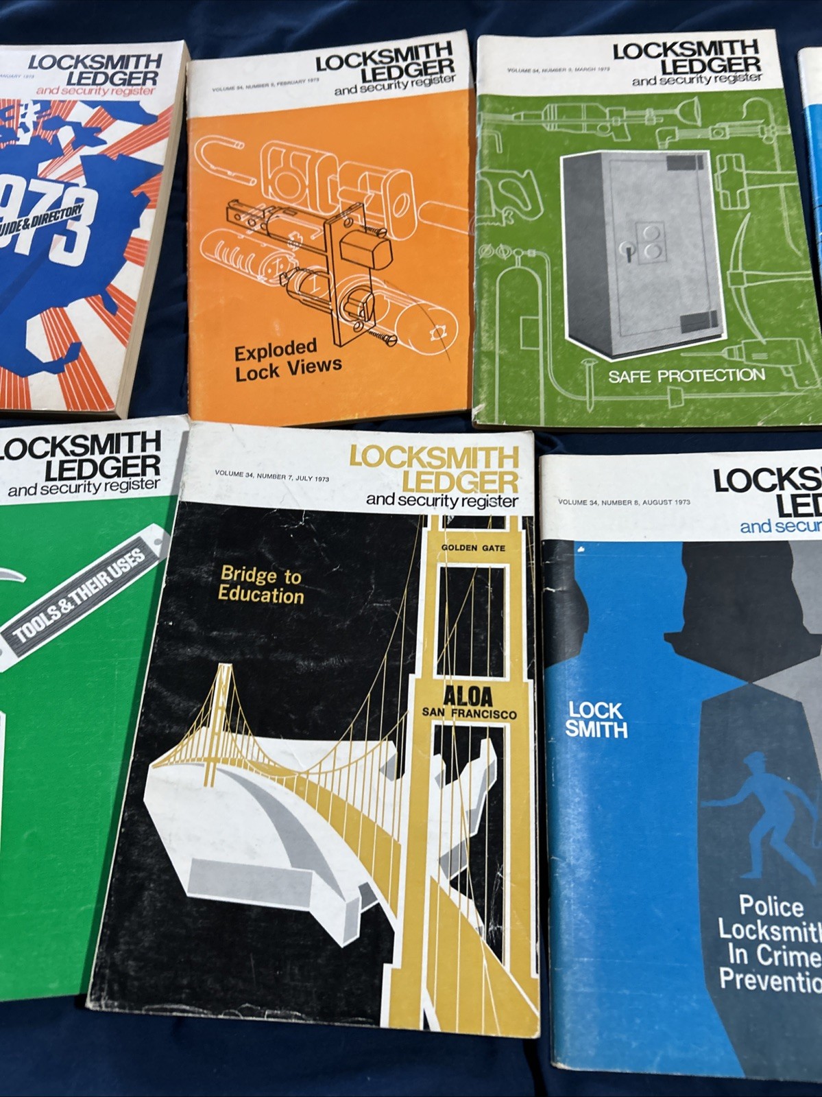 Vintage Locksmith Ledger 1973 Lot Of 8 Monthly Volumes Booklets