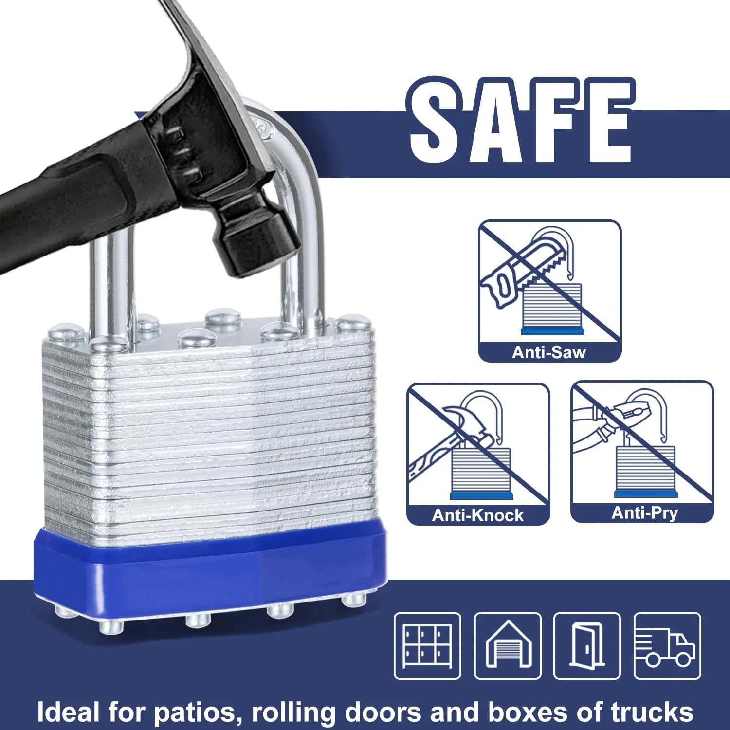 6 Pcs Laminated Steel Padlocks 40mm With Same Keys For Shed Gate Fence Toolbox