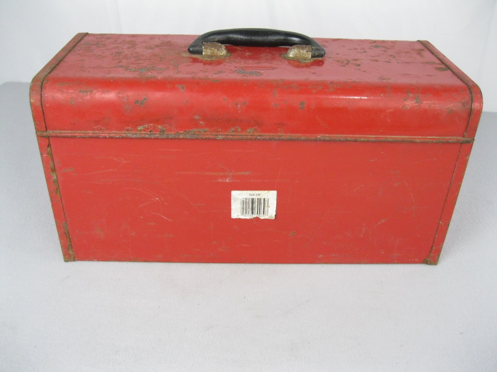 Vintage WATERLOO Metal Toolbox w/ Tray 15”” x 7″ Red Metal Toolbox