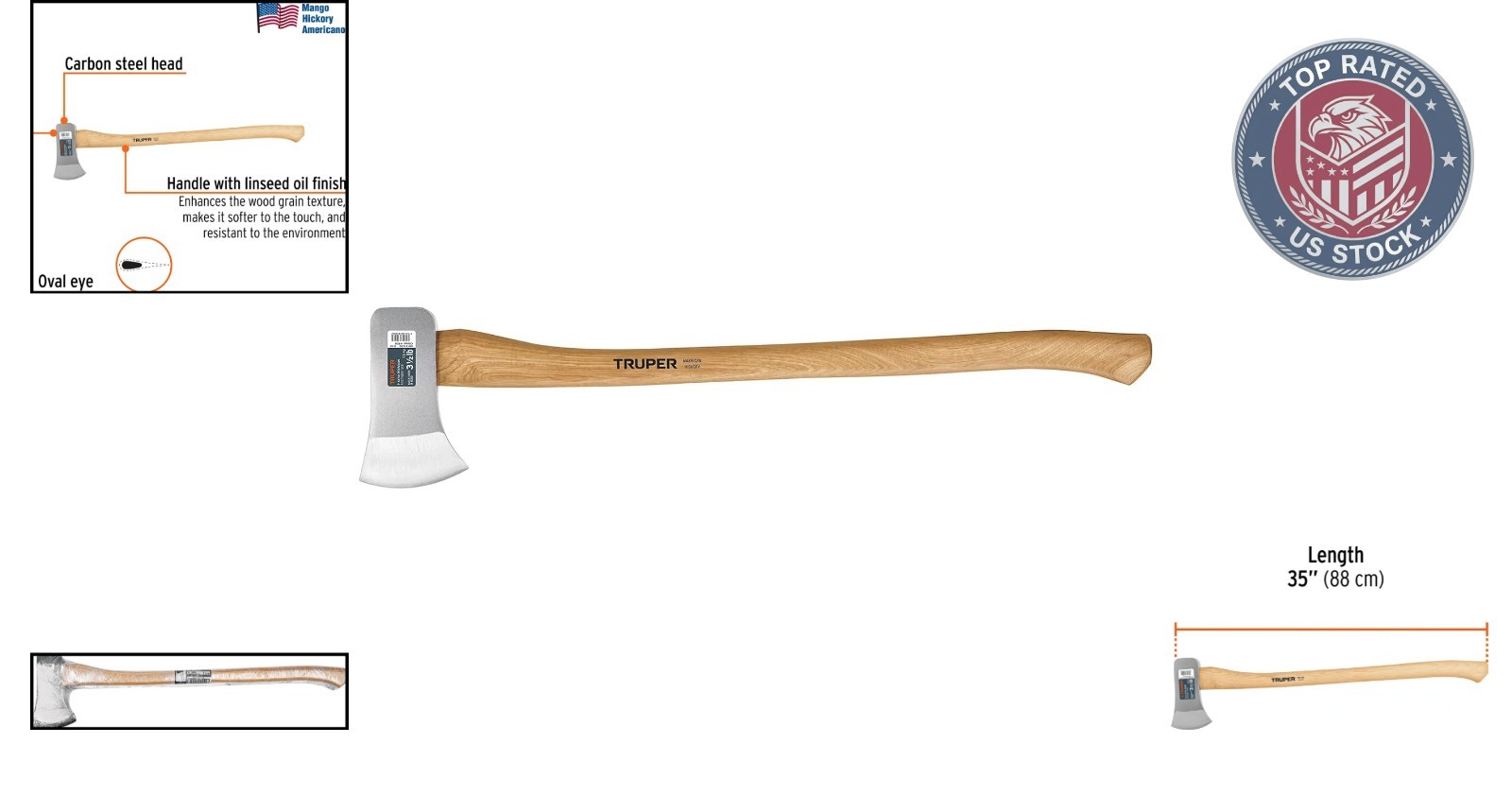 Heavy-Duty Michigan Axe with 3.5 lb Forged Steel Head & 35-Inch Hickory Handle