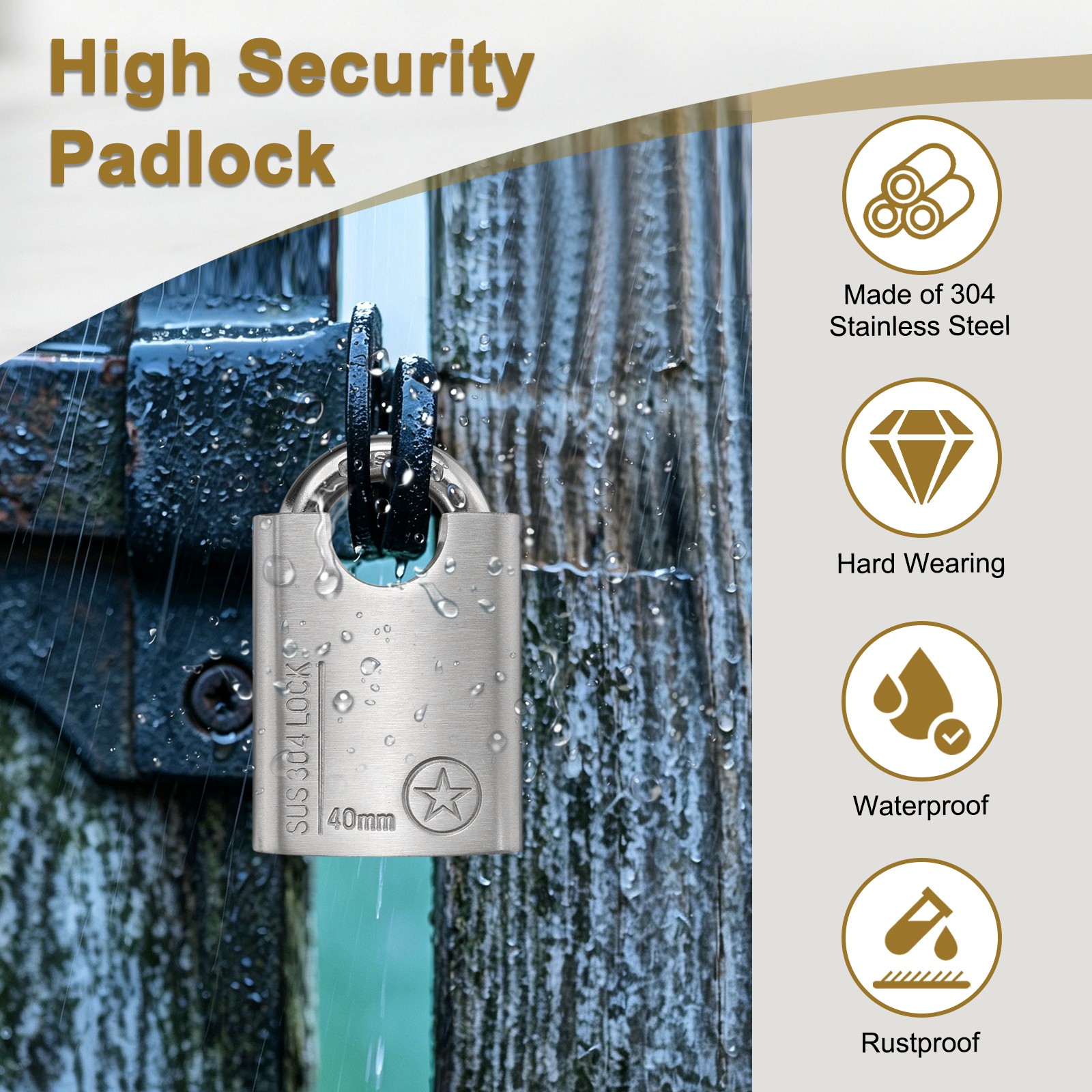 High Security Shrouded Padlock, (0.63 Inch), Heavy Duty Storage Unit Lock