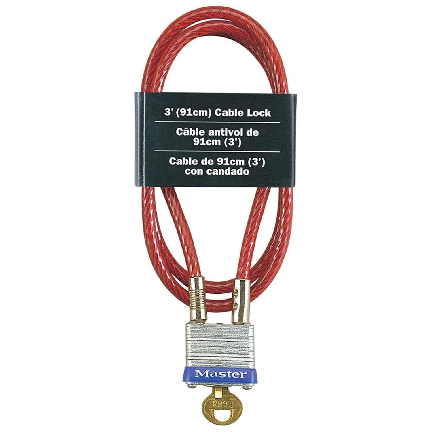 Master Lock 719D 3 L ft. x 3/16 Dia. in. Cable with Laminated Steel Padlock