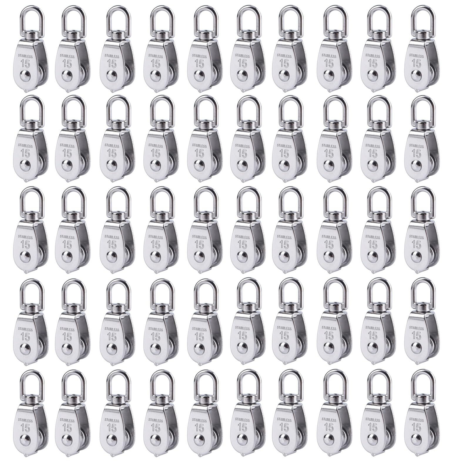 Rocaris 50 Pack M15 Lifting Single Pulley Block 304 Stainless Steel Crane Swi…