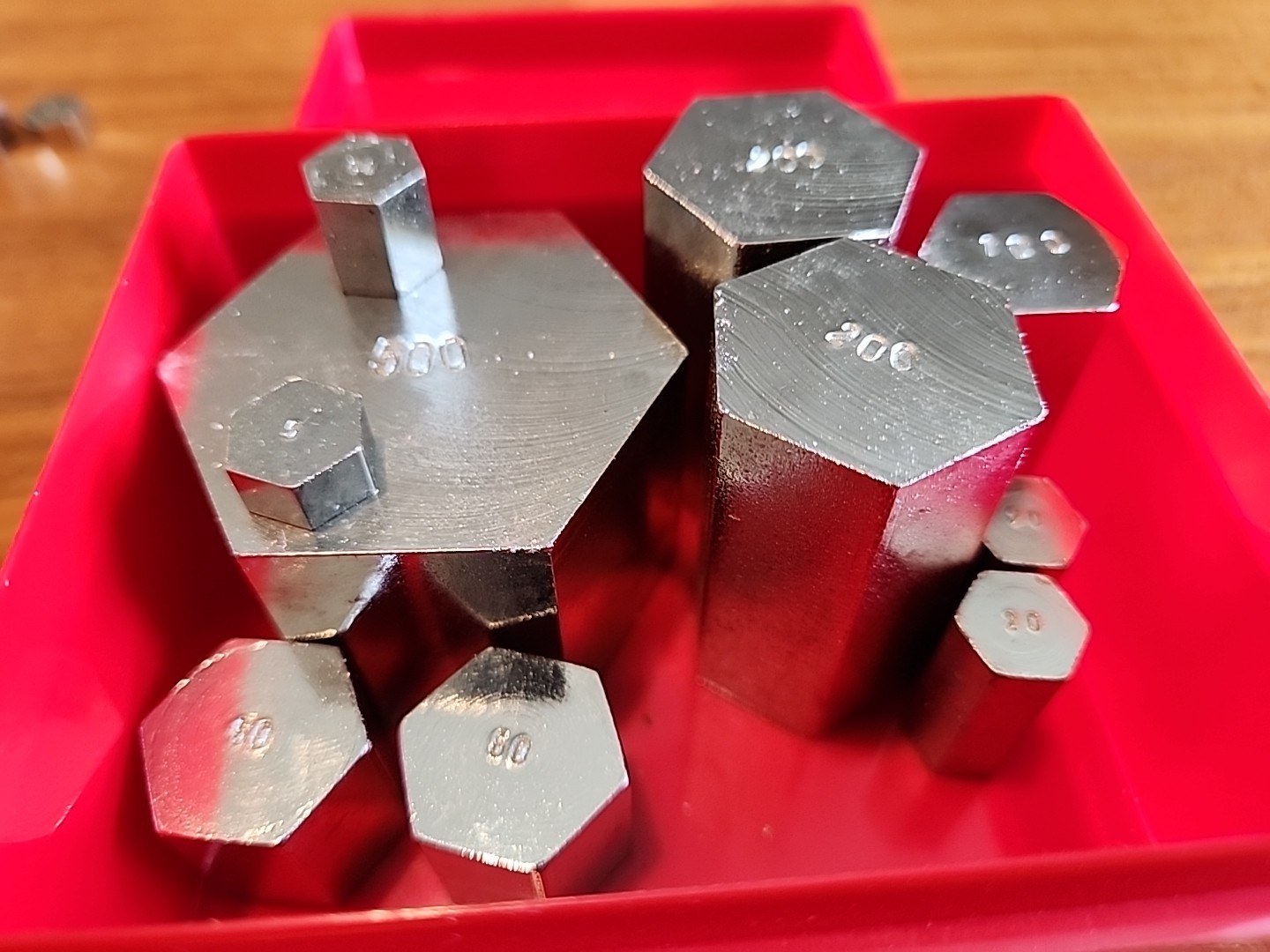ETA Hexagon Precision Calibration Weights 500g 200g 100g 50g 20g 10g 5g As Seen