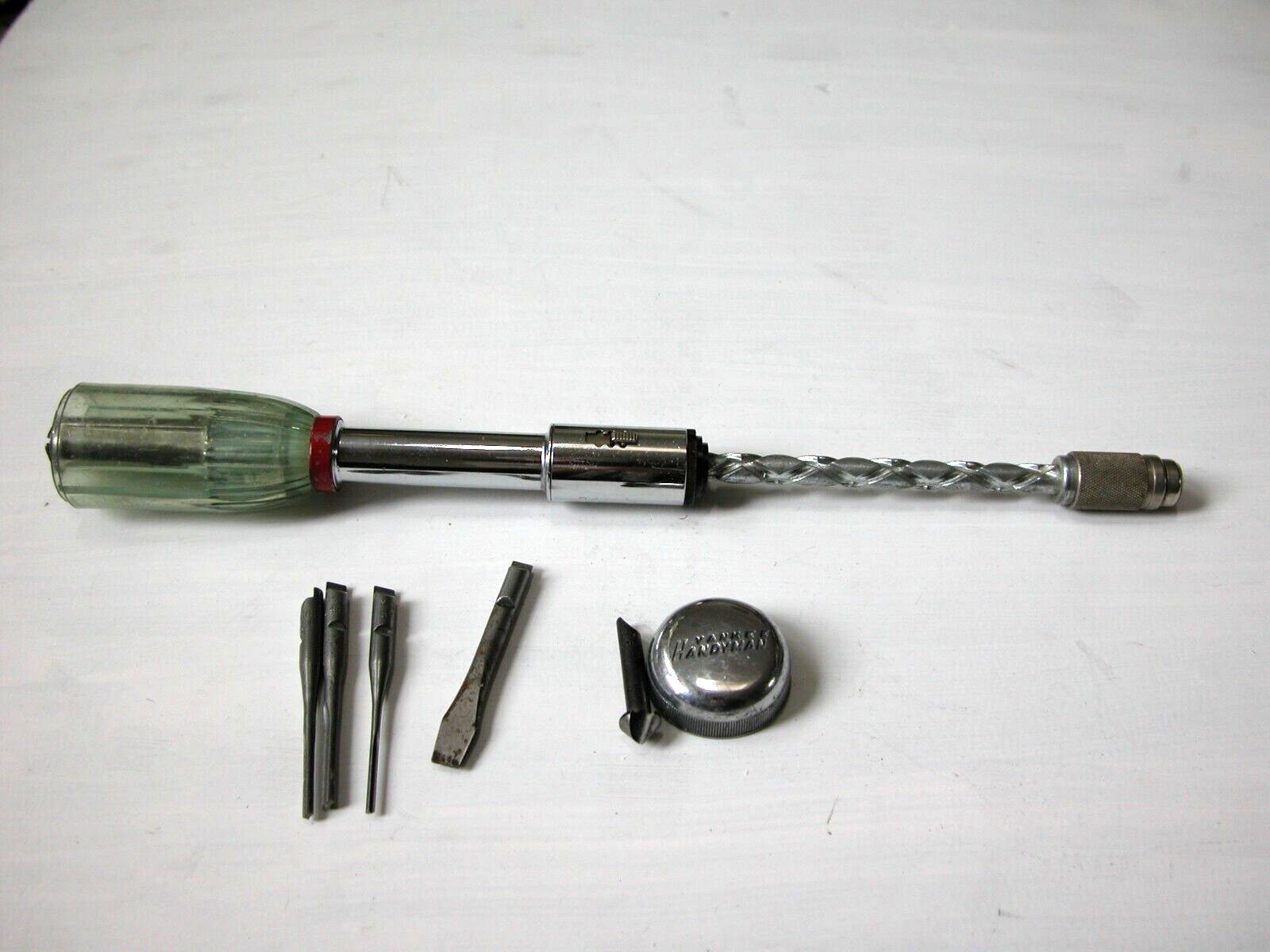 Vintage Stanley Yankee Handyman 633H Ratchet Screwdriver Push Drill w/bits