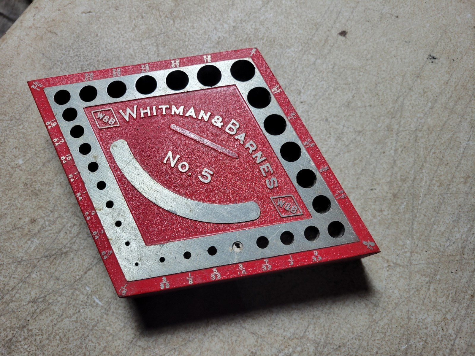 vintage Whitman & Barnes No. 5 drill bit index fine unused w/ original paint